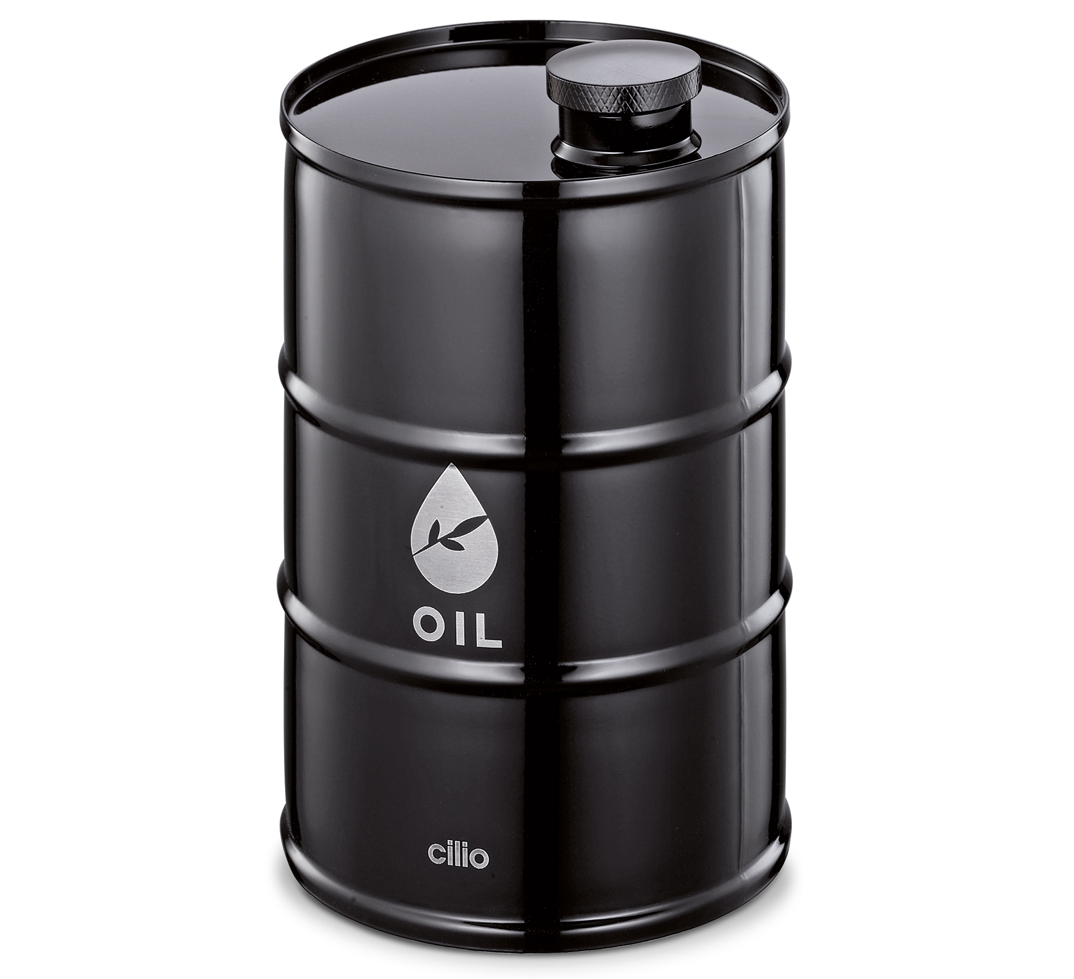 Black cilio oil drum BARILE stainless steel for olive oil