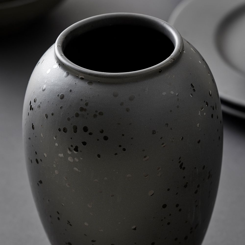 Bitz - Stoneware Vase - 20 cm - black