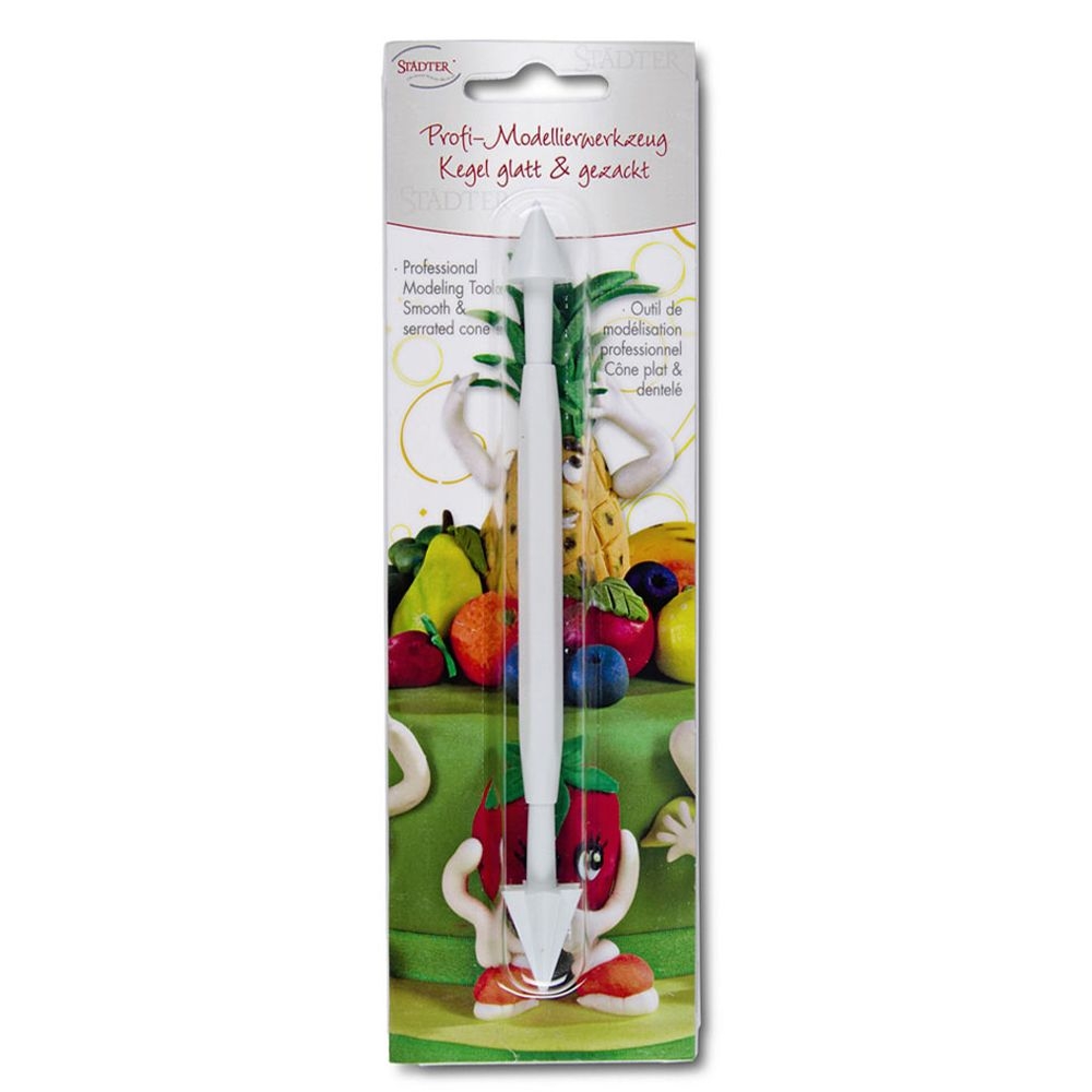 Städter - Modellierwerkzeug Kegel glatt & gezackt - Weiß - 16 cm Städter - Modellierwerkzeug Kegel glatt & gezackt - Weiß - 16 cm