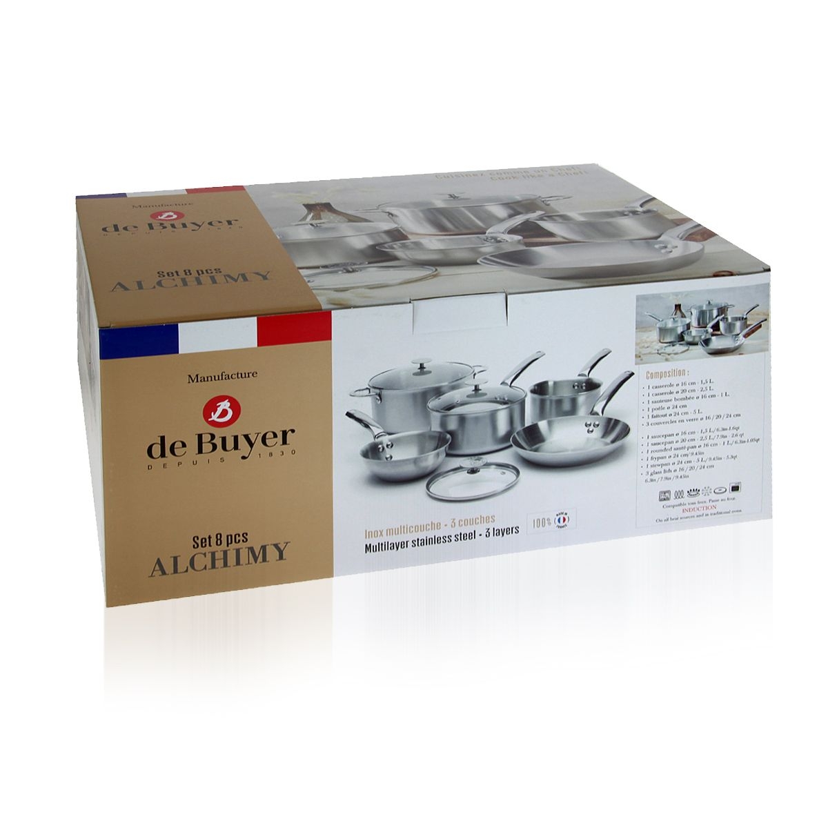 de Buyer - Set of 8 pieces Stainless steel stewpan - ALCHIMY de Buyer - Set of 8 pieces Stainless steel stewpan - ALCHIMY