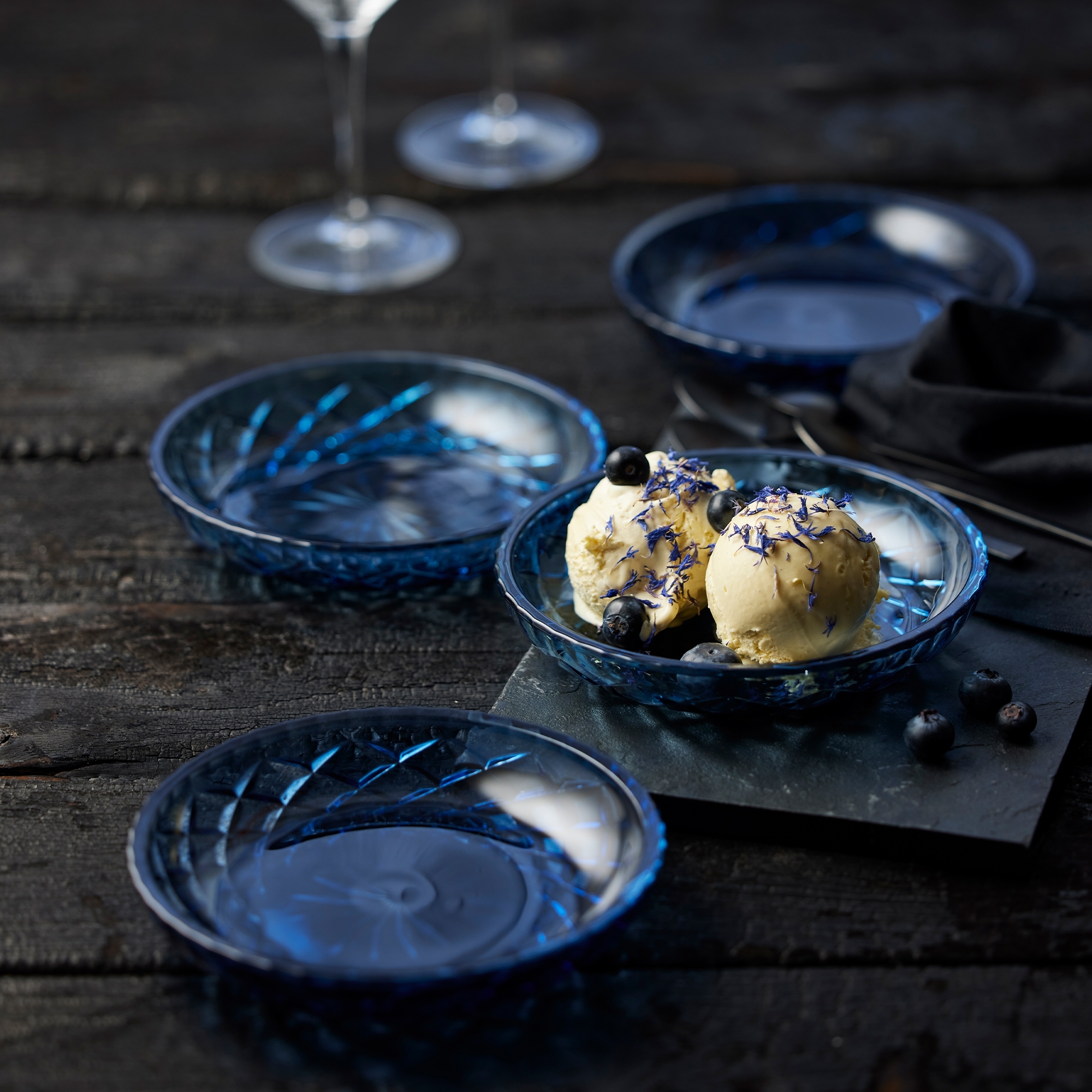 Lyngby Glass - Sorrento - Plate 16 cm - Blue - 4 pcs.