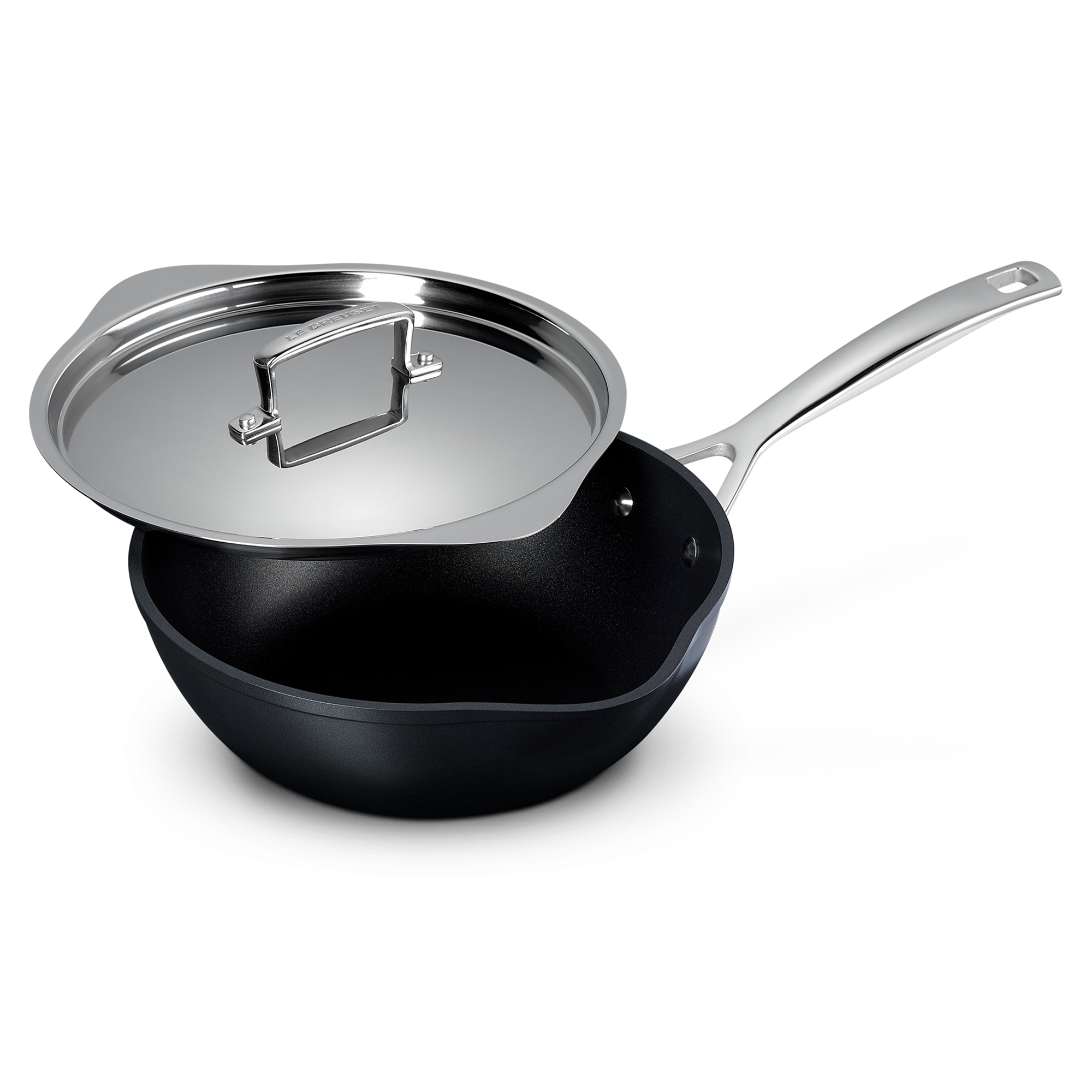 Le Creuset - Toughened Non-Stick Chef's Pan with Pouring Spouts + Lid 24 cm Le Creuset - Toughened Non-Stick Chef's Pan with Pouring Spouts + Lid 24 cm