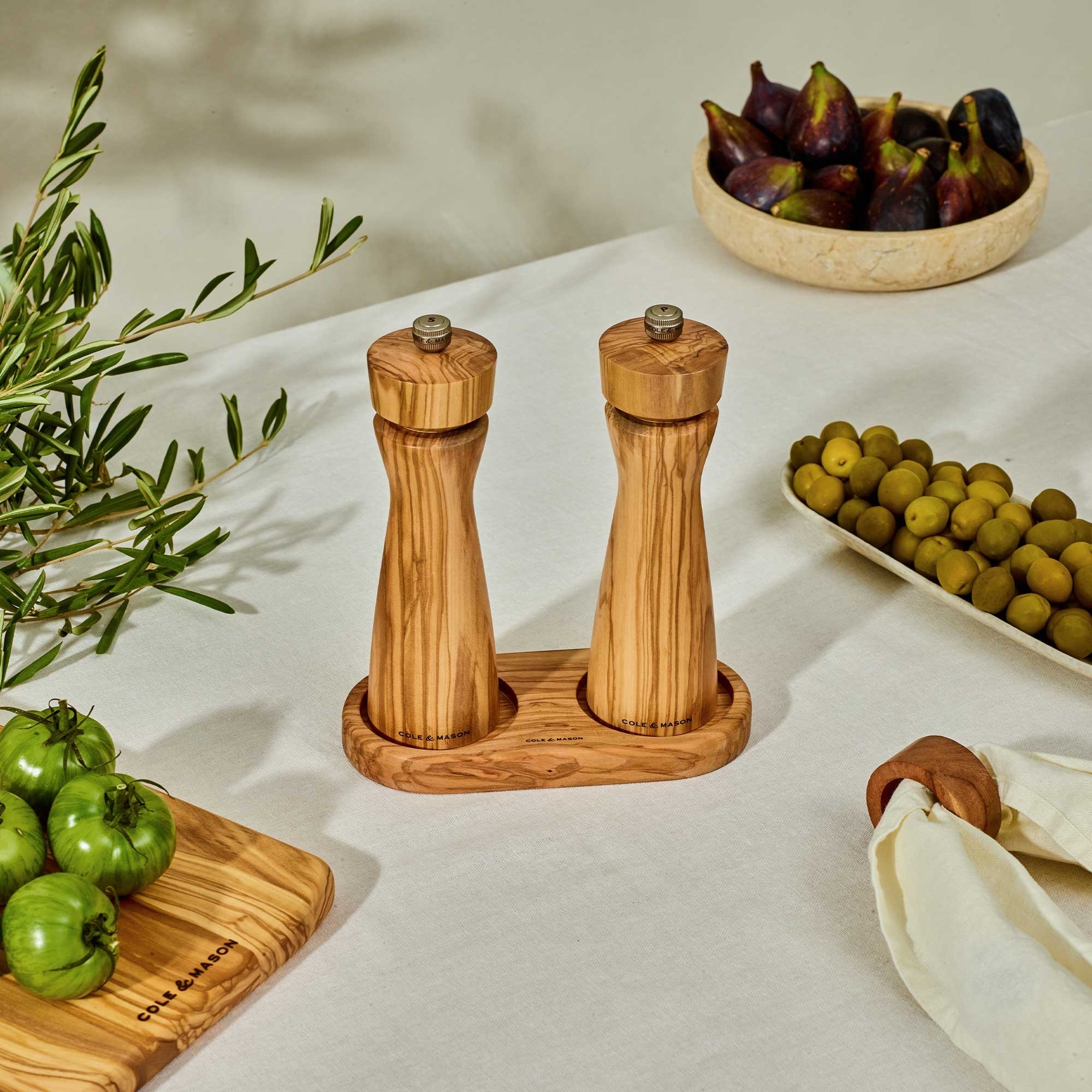 COLE & MASON - Portobello Pepper and Salt Mill Set | Olive Wood