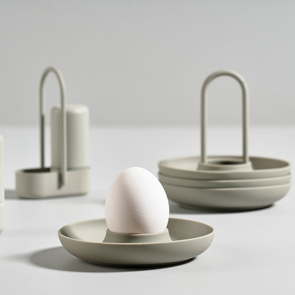 Zone - Set of 4 Egg Cups with Holder Singles - Mud