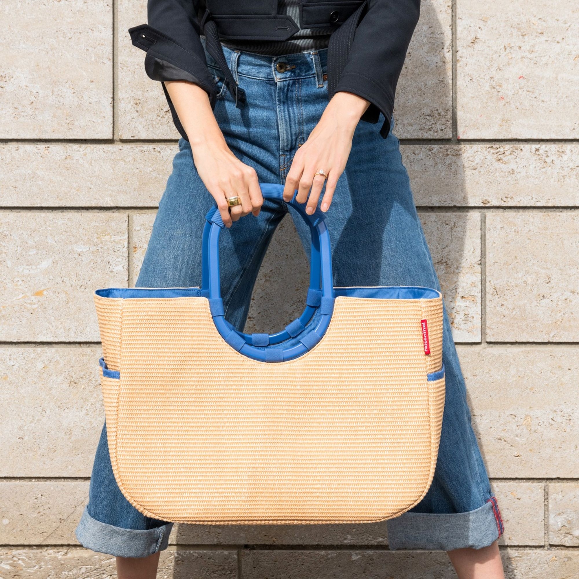reisenthel - loopshopper L - frame raffia blue