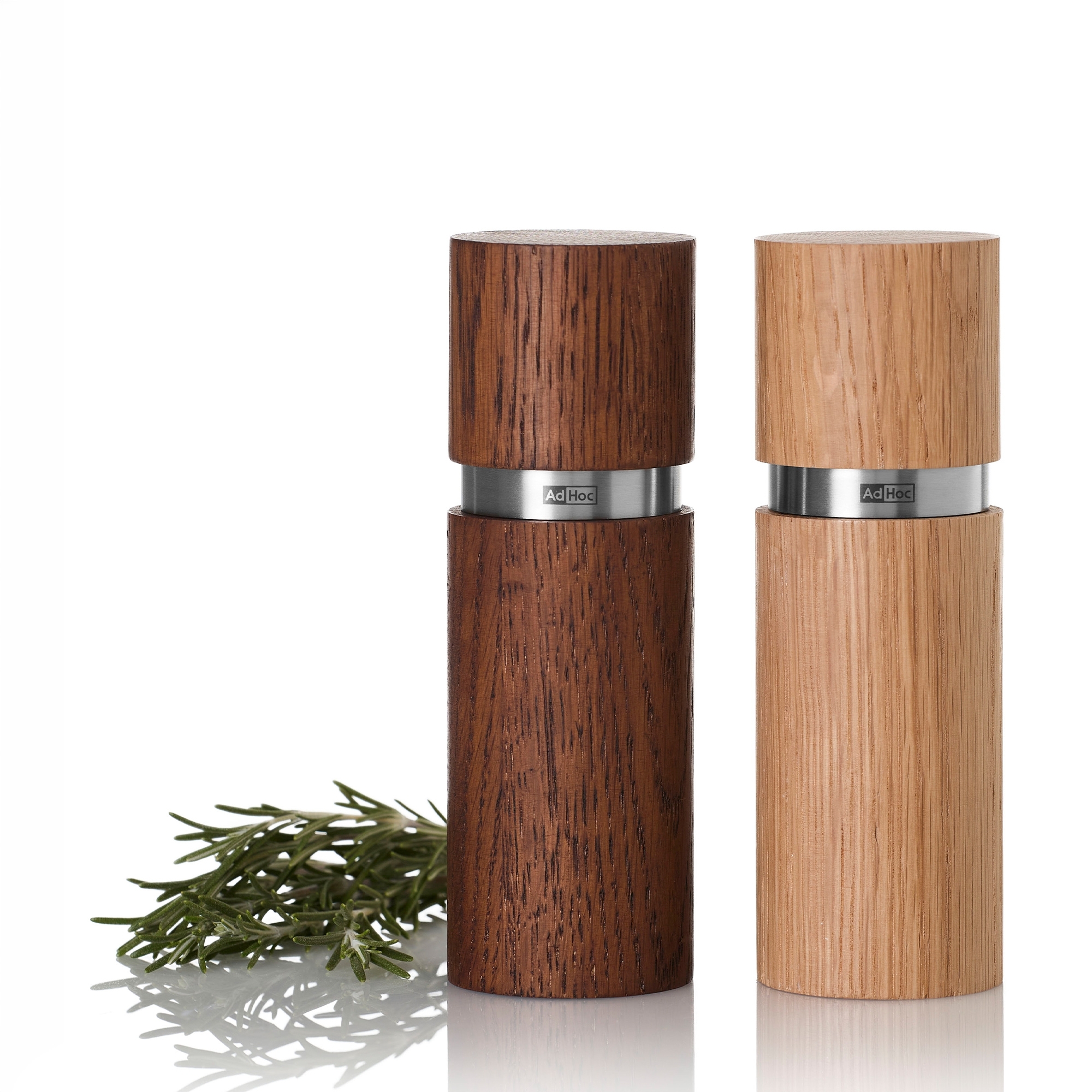 AdHoc - Textura Pfeffer- und Salzmühle Set - 15 cm | Eiche Dark & Bright