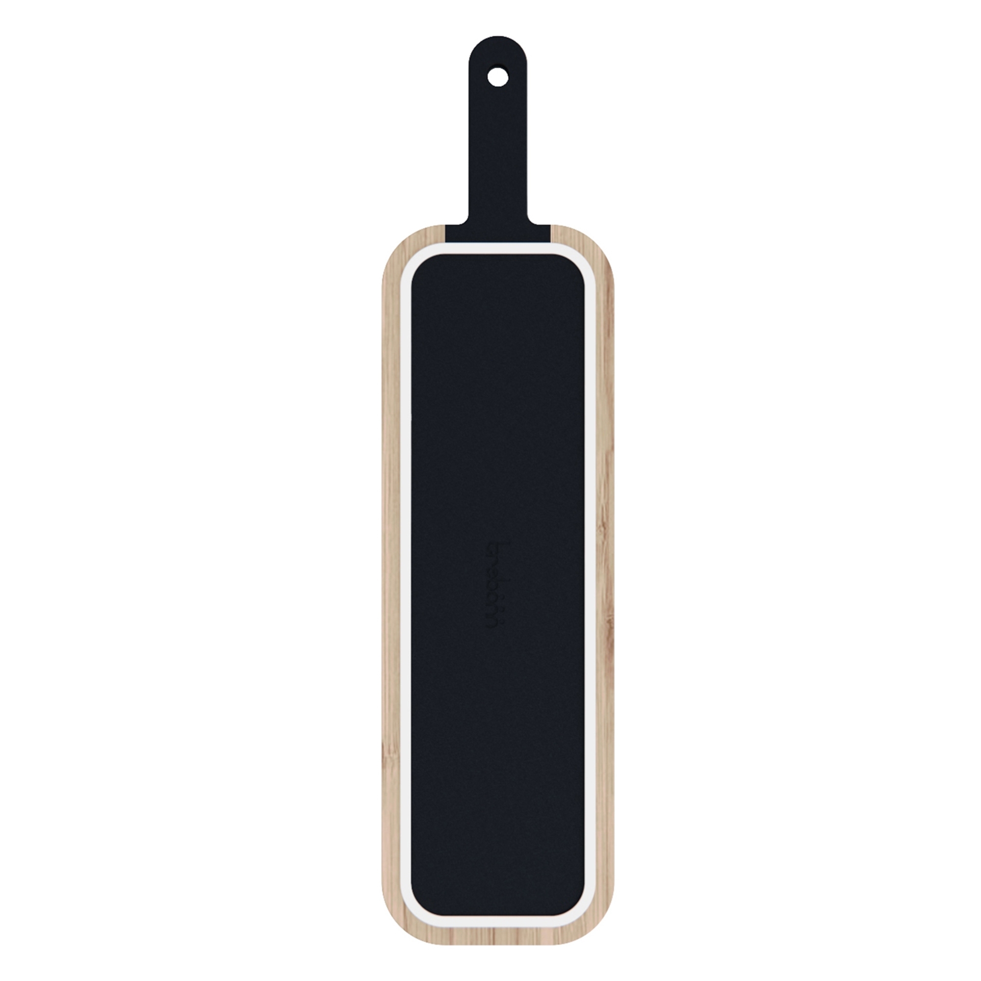 Long bamboo chopping board with black surface