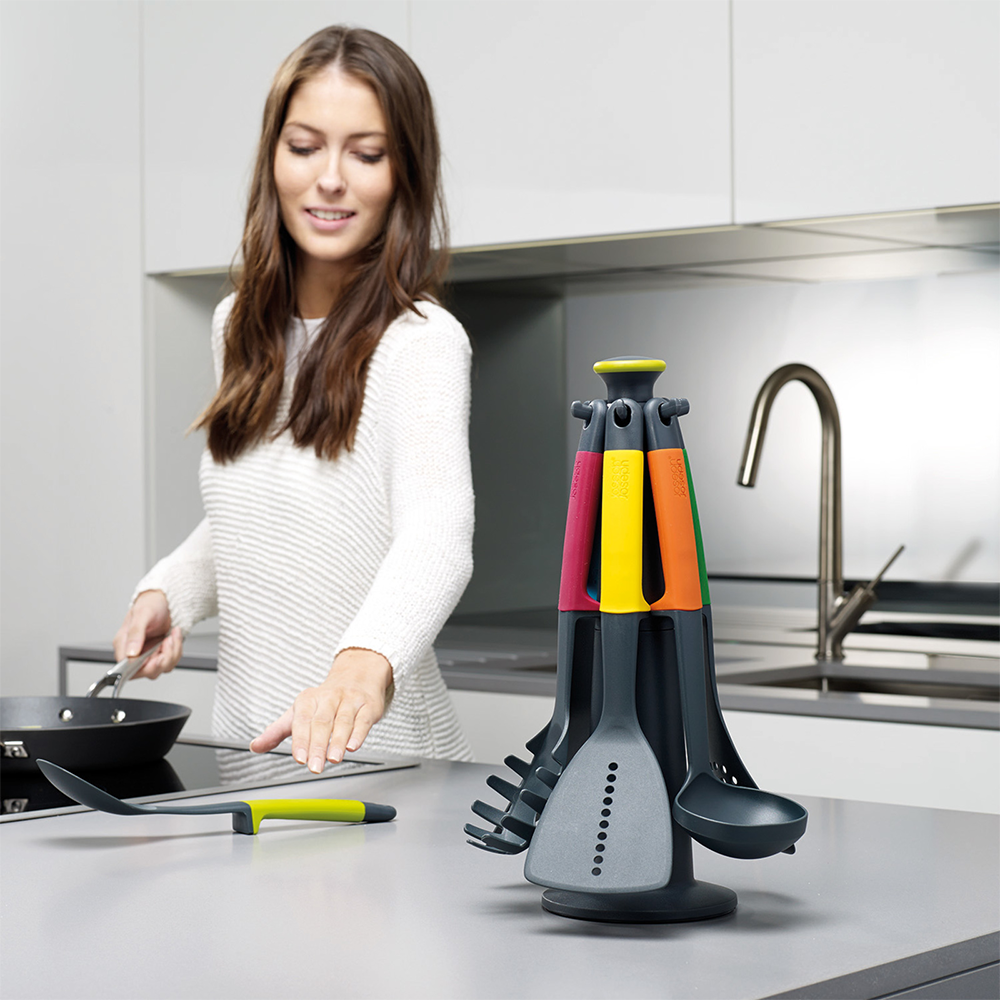Joseph Joseph - Elevate™ 6-teiliges Utensilien-Set mit Drehständer - mehrfarbig