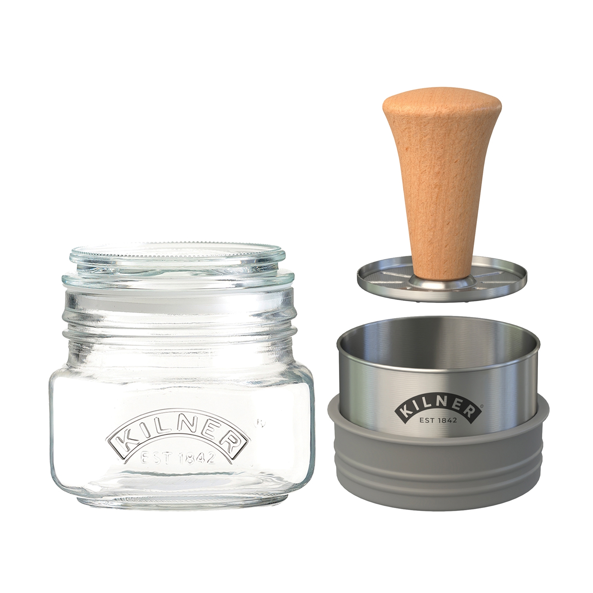 Kilner - Mash & Store Set - glass/stainless steel/wood/silicone Kilner - Mash & Store Set - glass/stainless steel/wood/silicone