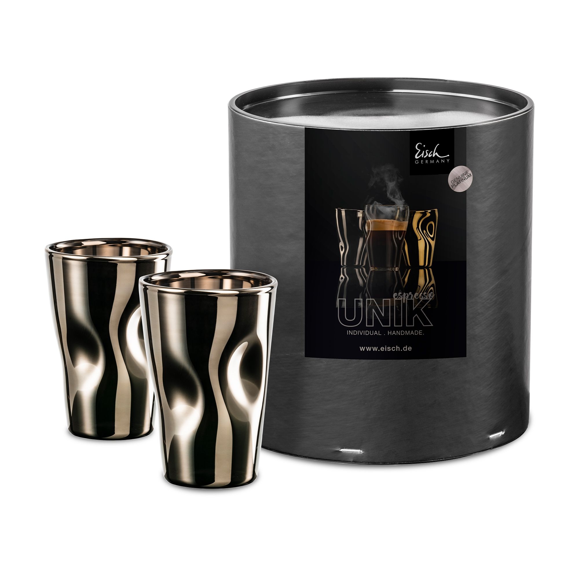 Eisch - Espresso/mocha glasses UNIK, set of 2, platinum
