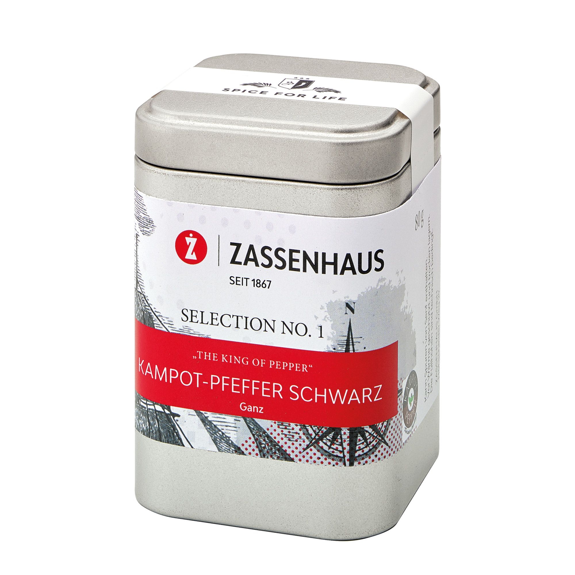 Zassenhaus - Kampot-Pfeffer, schwarz 80 g Zassenhaus - Kampot-Pfeffer, schwarz 80 g