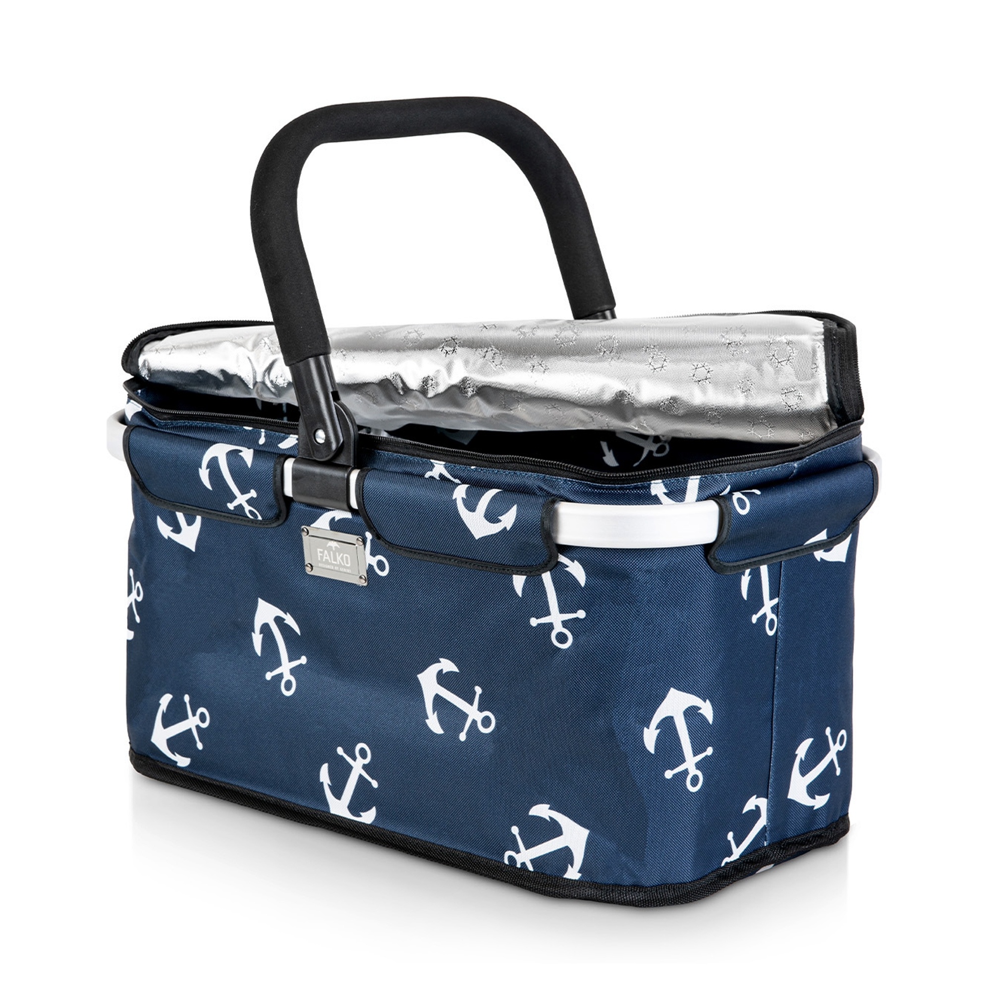 Genius - Falko Thermo Shopping Basket - Blue with white anchors Genius - Falko Thermo Shopping Basket - Blue with white anchors
