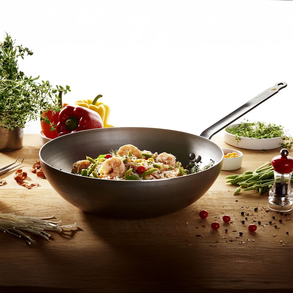 de Buyer - Mineral B - Gewölbter Wok mit Griff - 28 cm de Buyer - Mineral B - Gewölbter Wok mit Griff - 28 cm