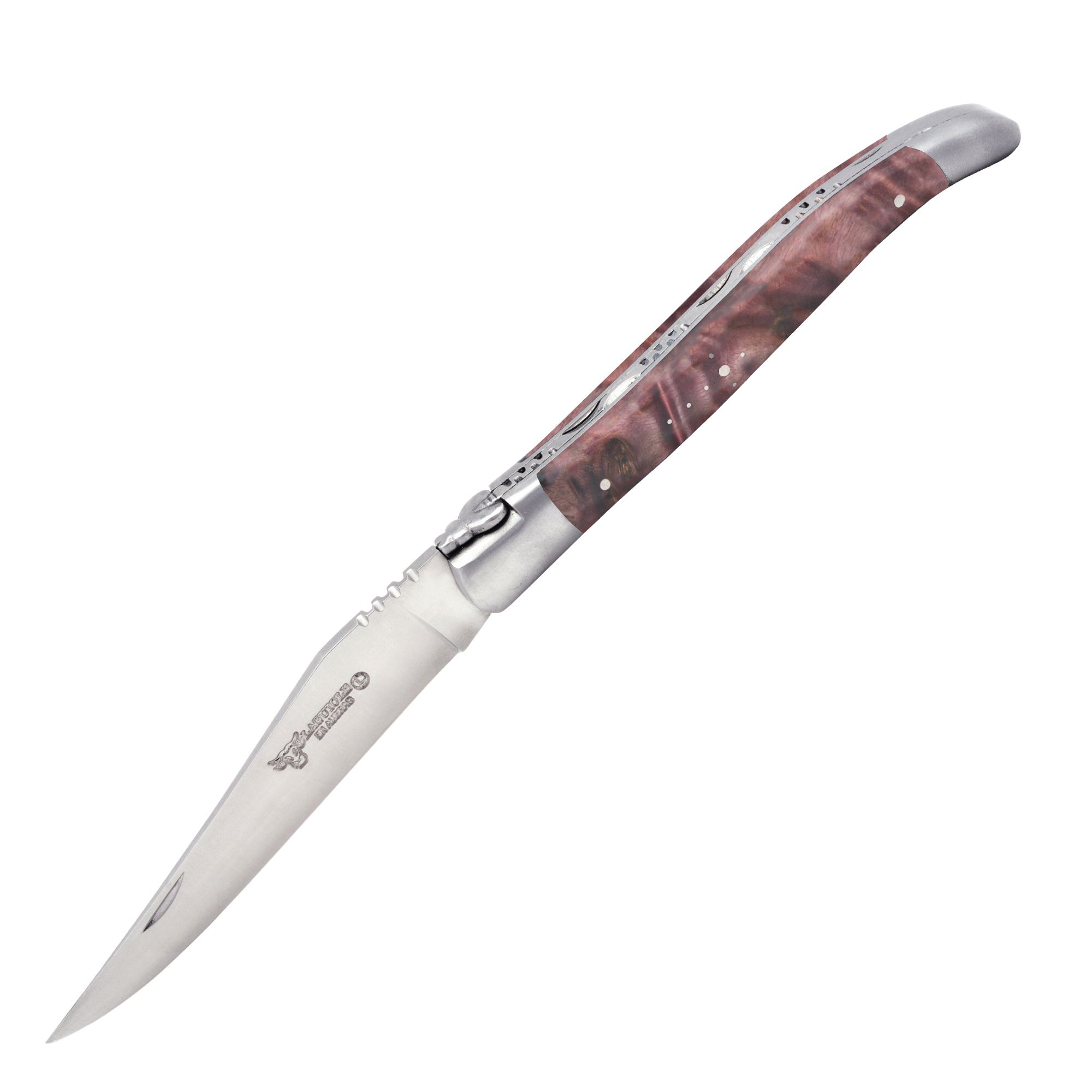 Laguiole folding/pocket knife 12 cm Poplar root wine red