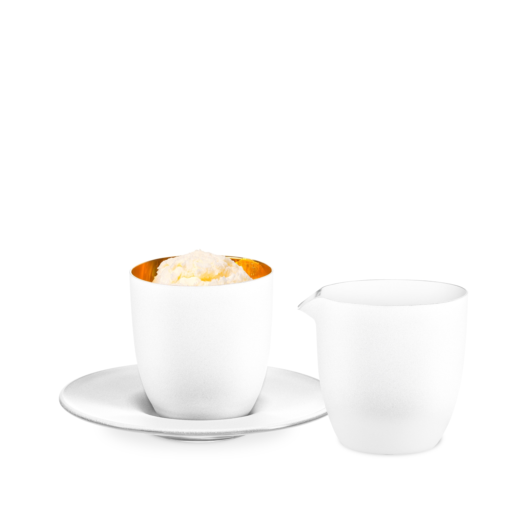 Eisch – Affogato Set – Glass with small jug, white/gold