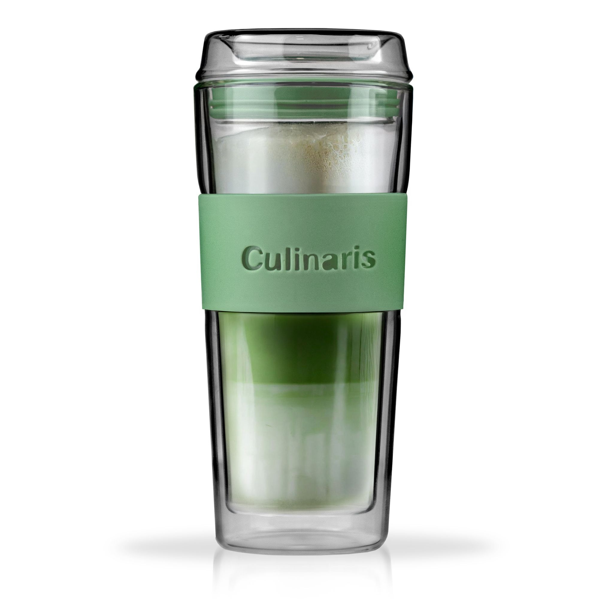 Set - Glasmug + Silikonhülle + Dichtungsring - mint/schwarz | Culinaris