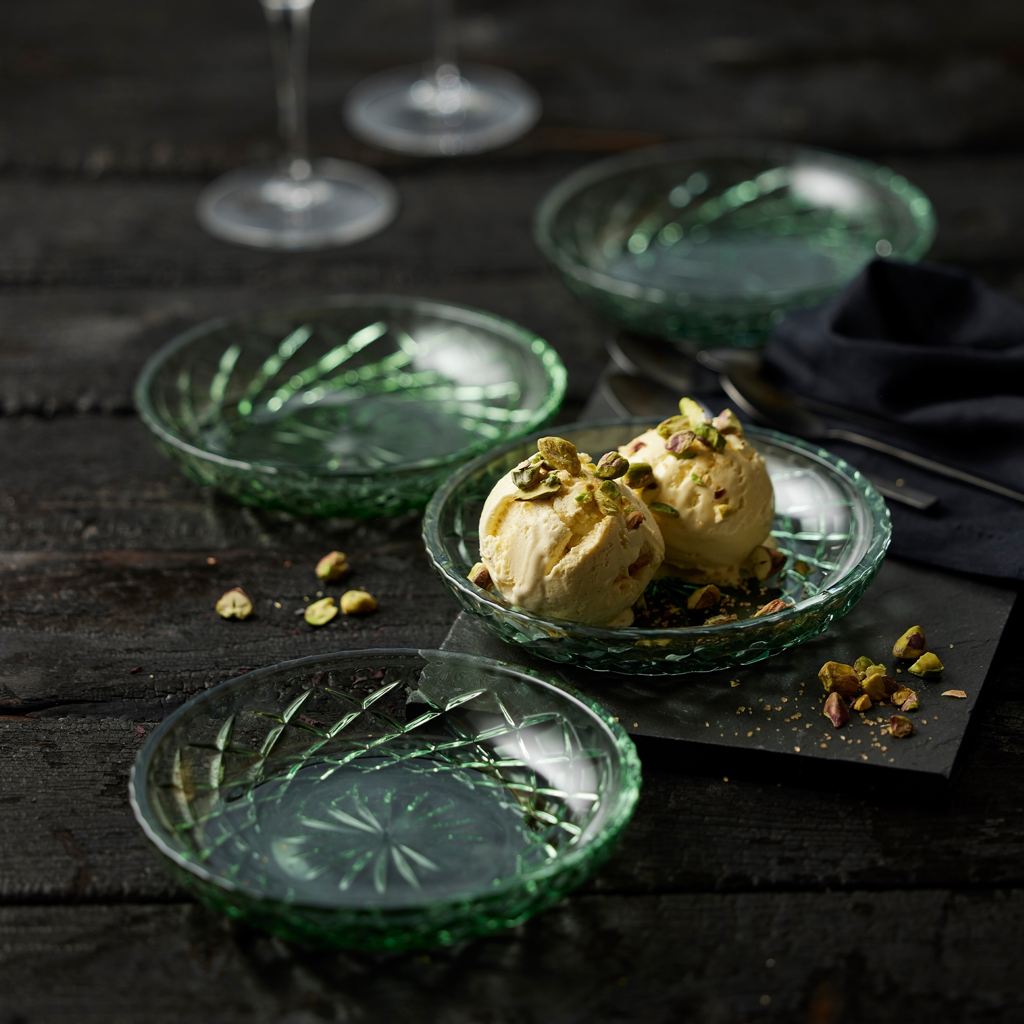 Lyngby Glass - Sorrento - Plate 16 cm - Green - 4 pcs.