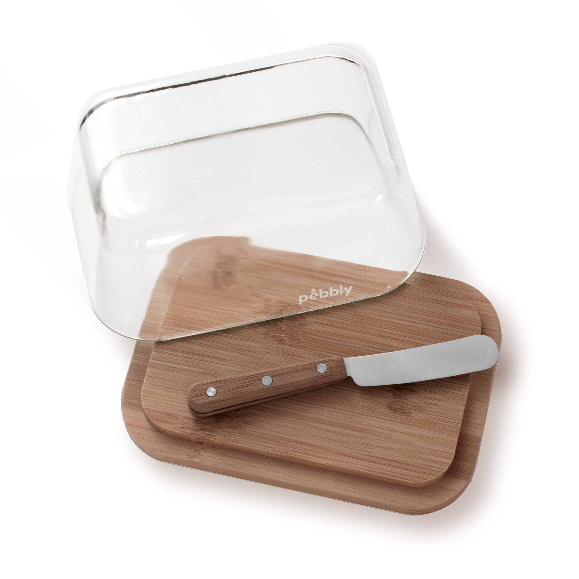 Pebbly - Butter Dish with Knife - Bamboo