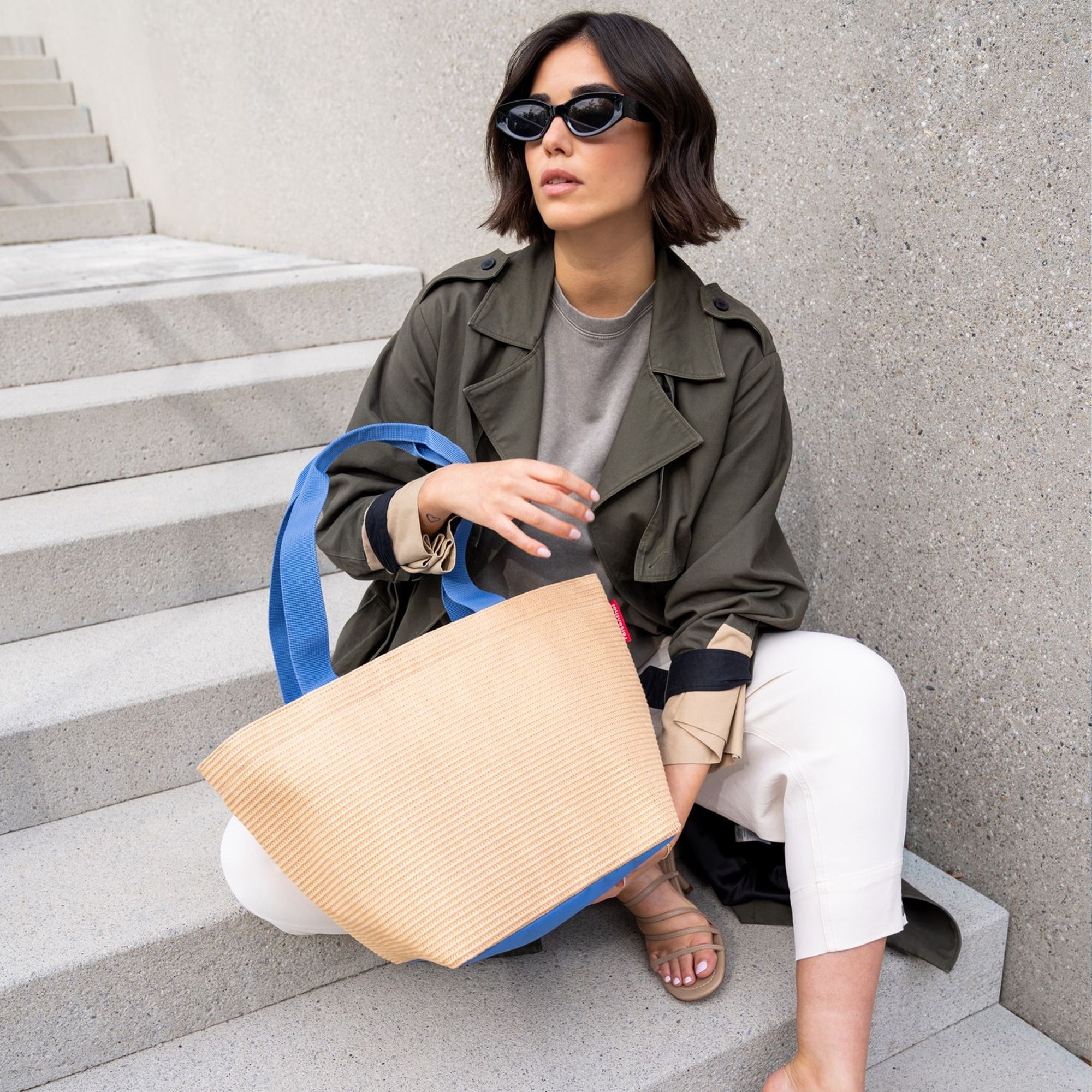 reisenthel - shopper M - raffia blue