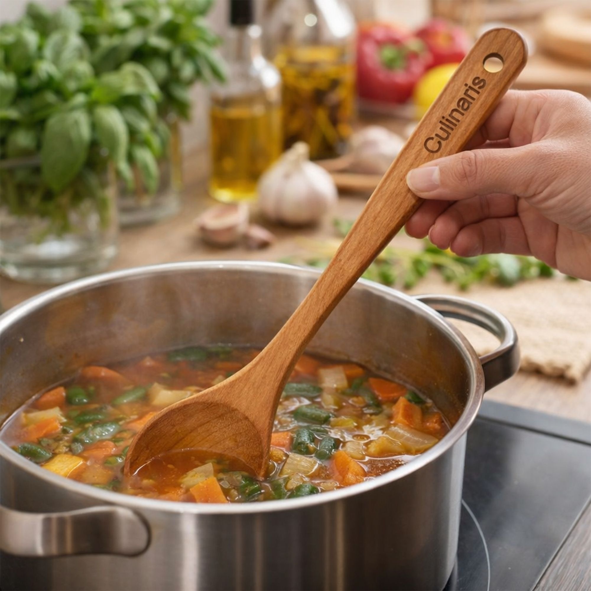 Culinaris 30 cm cherry wood spoon stirring pot