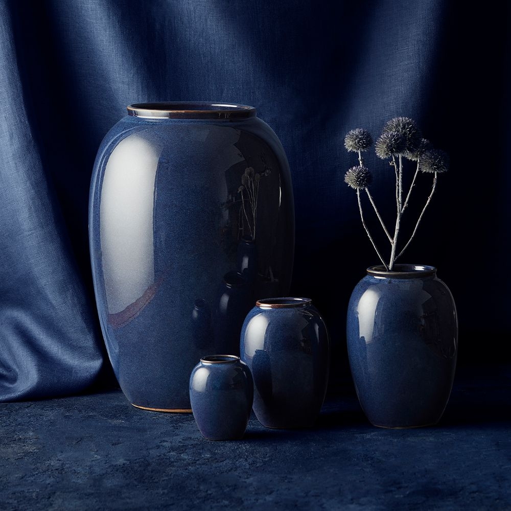 Bitz - Stoneware Vase - 25 cm - dark blue