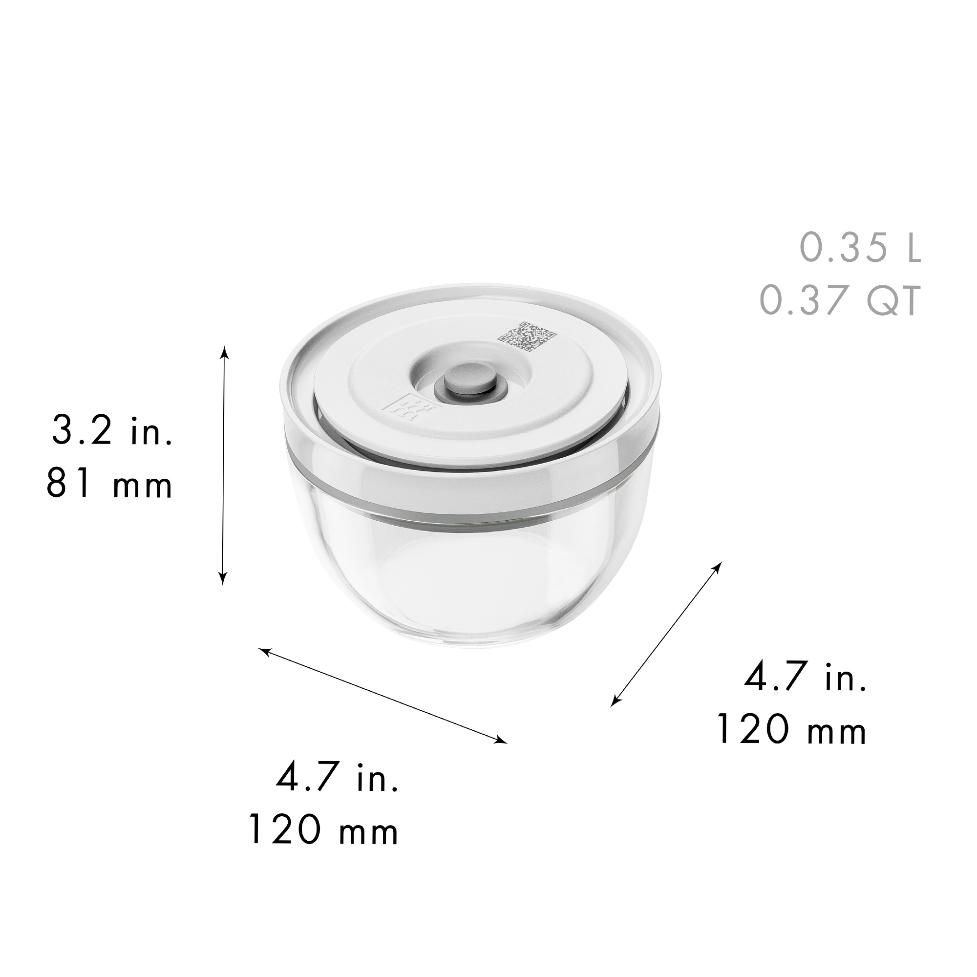 Vakuumbehälter 0,35 L mit Deckel, 12x12x8,1 cm