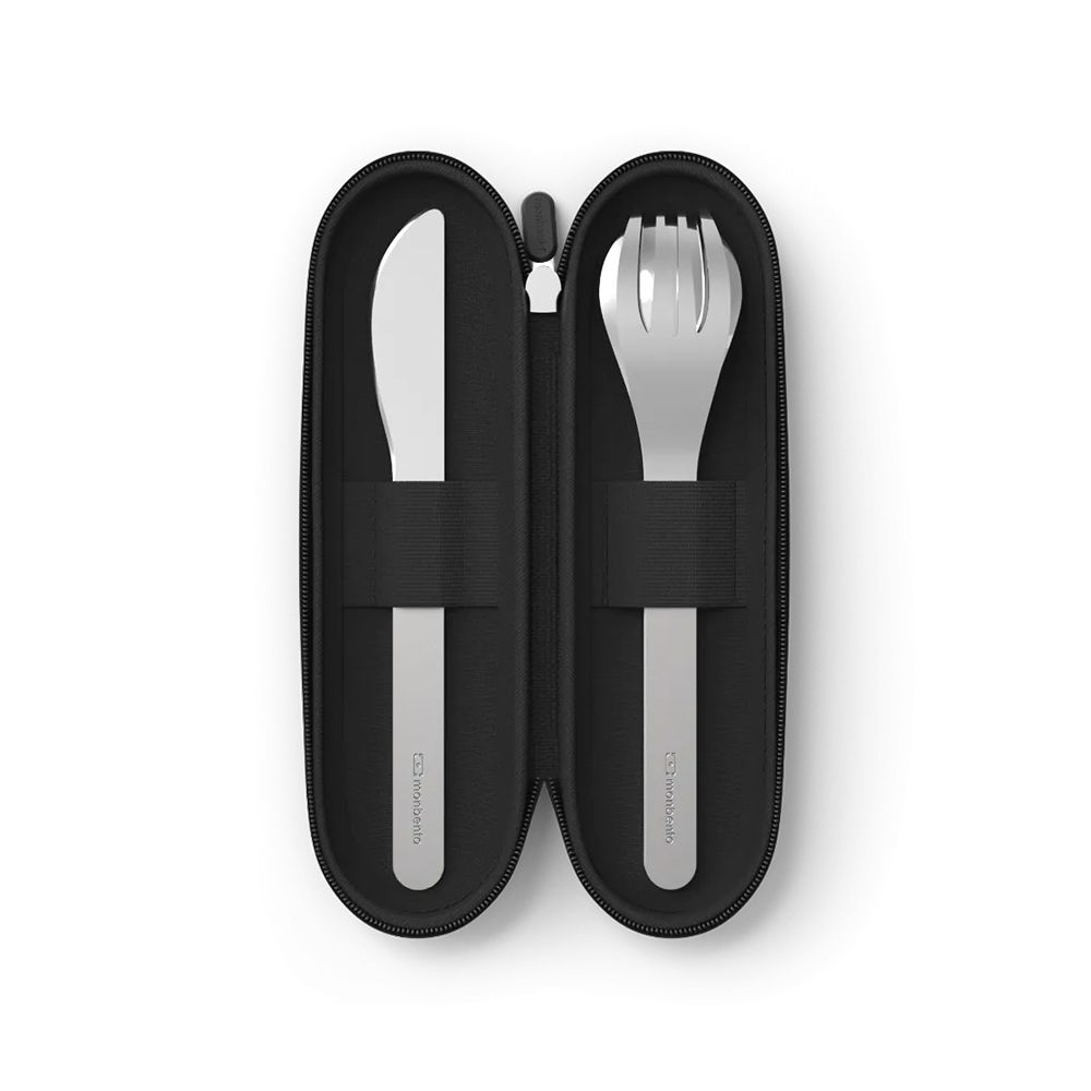 monbento - MB Slim Nest - Besteckset im Stoffetui, black