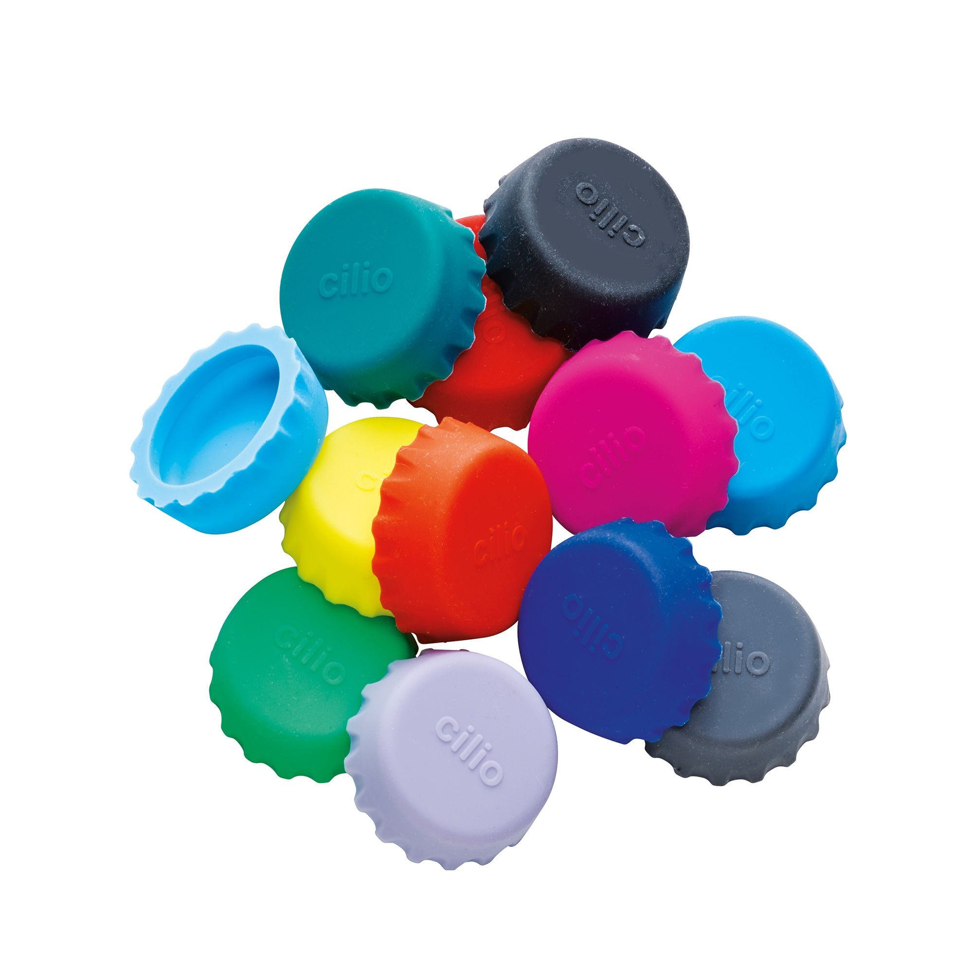 Colourful cilio SALUTE assorted silicone bottle caps