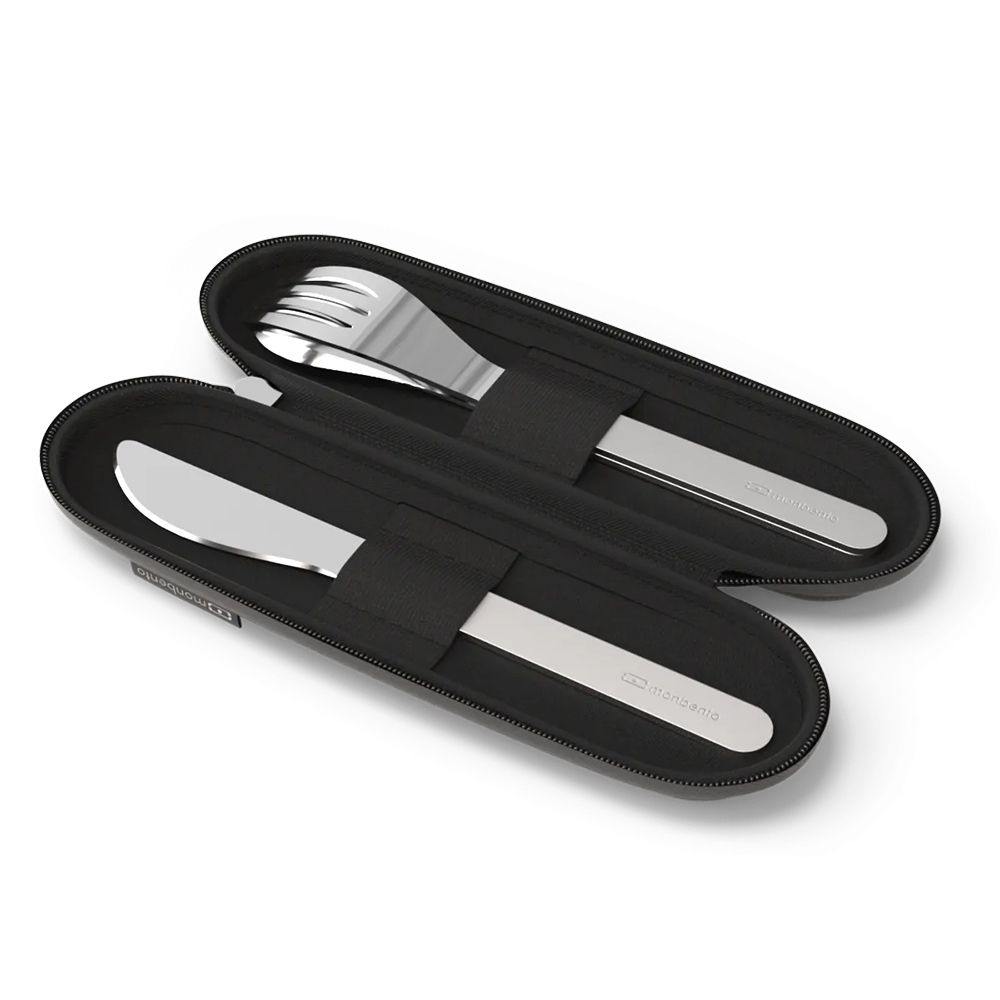 monbento - MB Slim Nest - Besteckset im Stoffetui, black