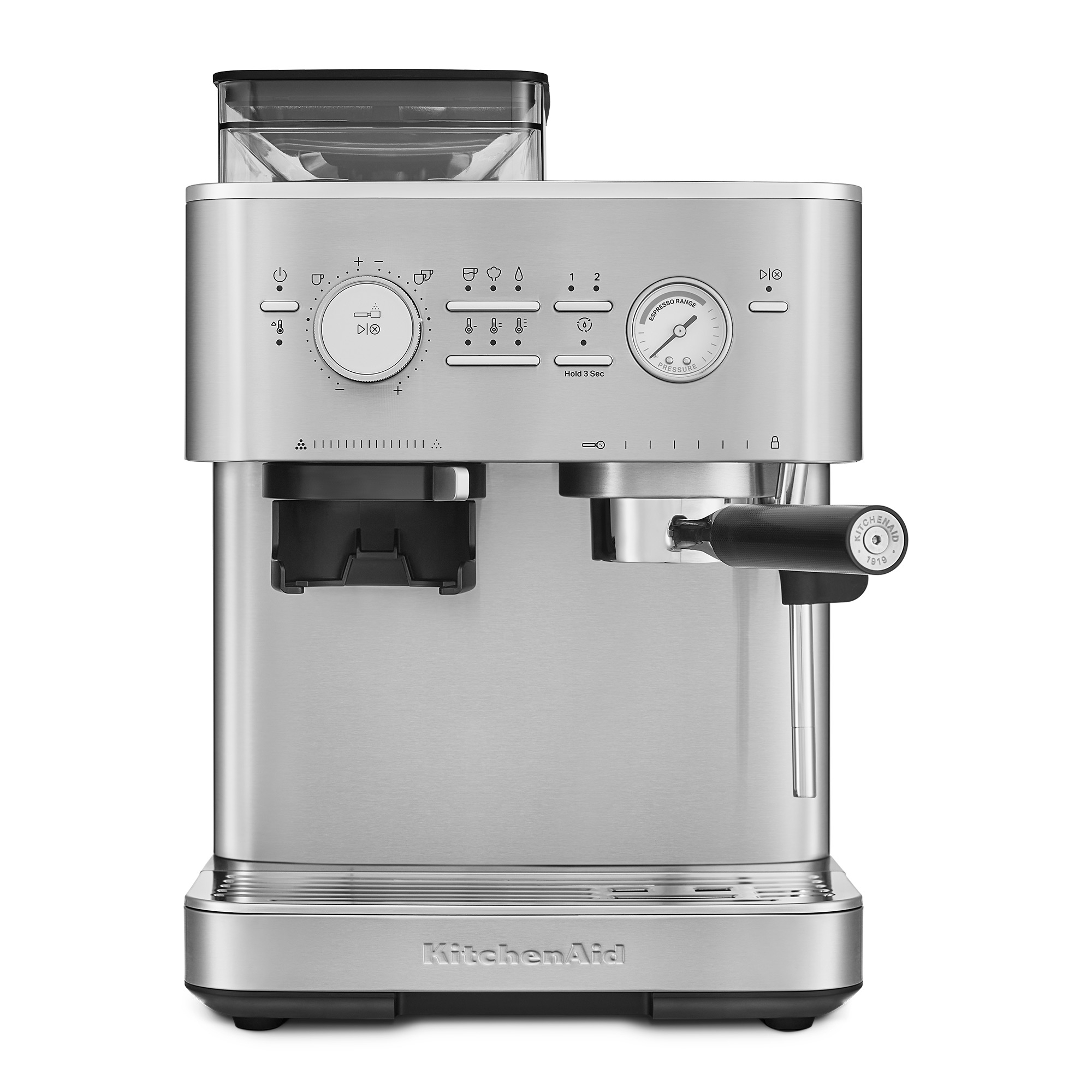 KitchenAid - Semi-automatic espresso machine with coffee grinder - Stainless steel KitchenAid - Semi-automatic espresso machine with coffee grinder - Stainless steel