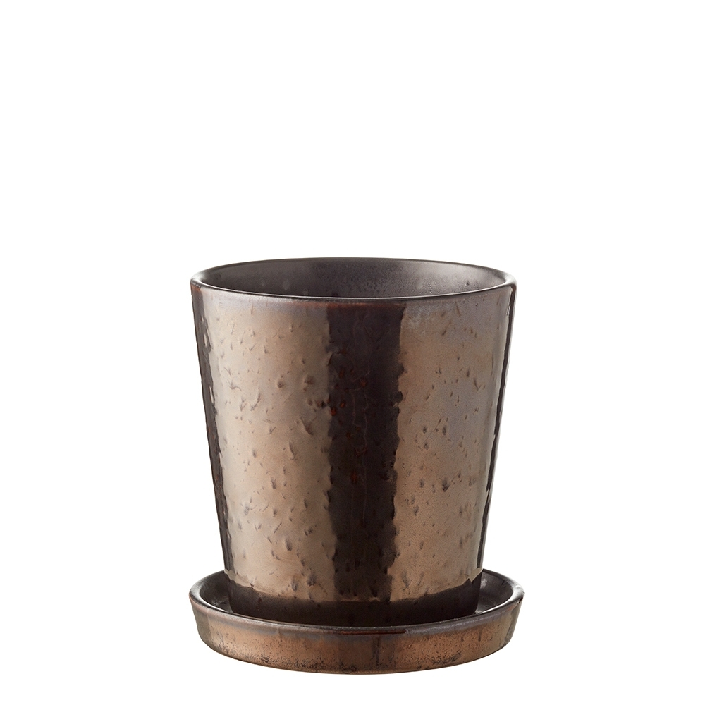 Bitz - Planter with saucer - 10 cm - black/bronze Bitz - Planter with saucer - 10 cm - black/bronze
