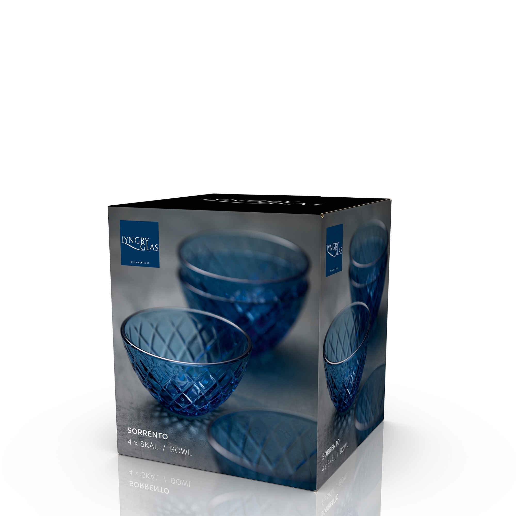 Lyngby Glas -Sorrento - Bowl - Blue - 4 pcs.