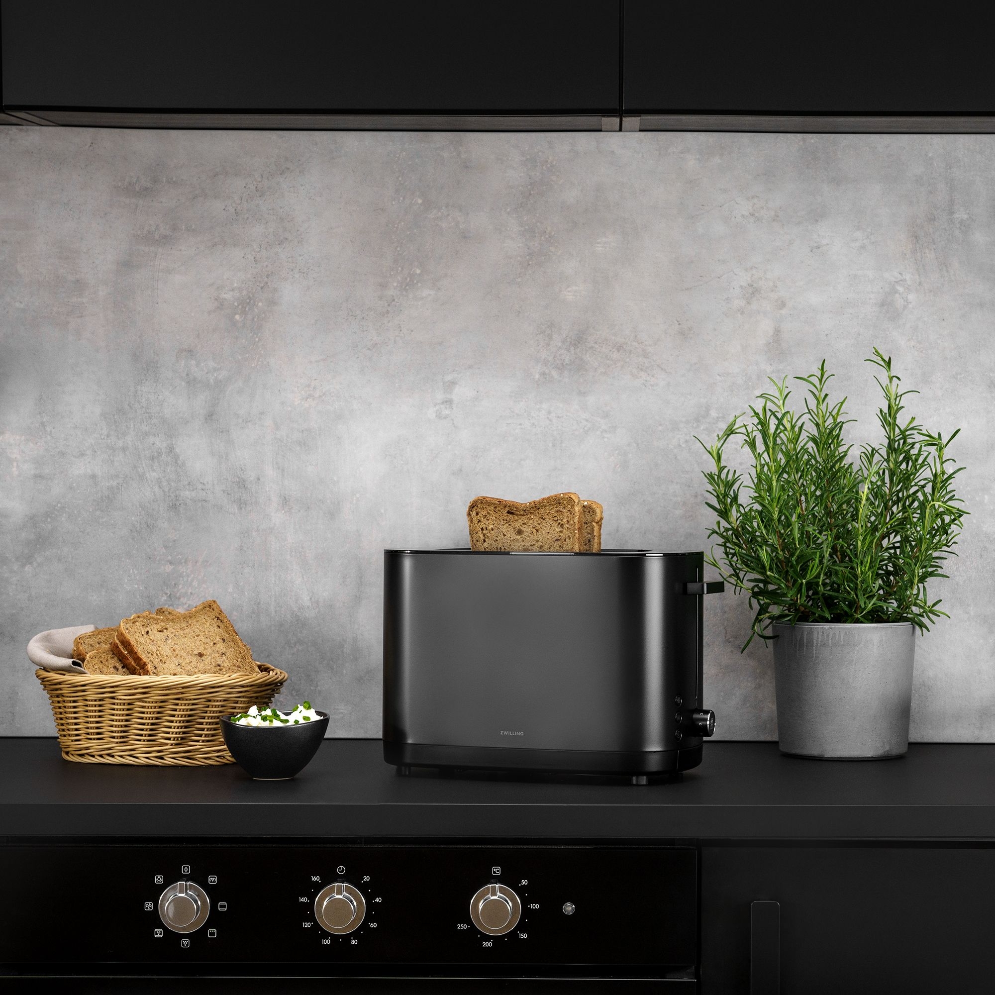 ZWILLING - Toaster mit Brötchenaufsatz | ENFINIGY | 2 Schlitze kurz | Schwarz