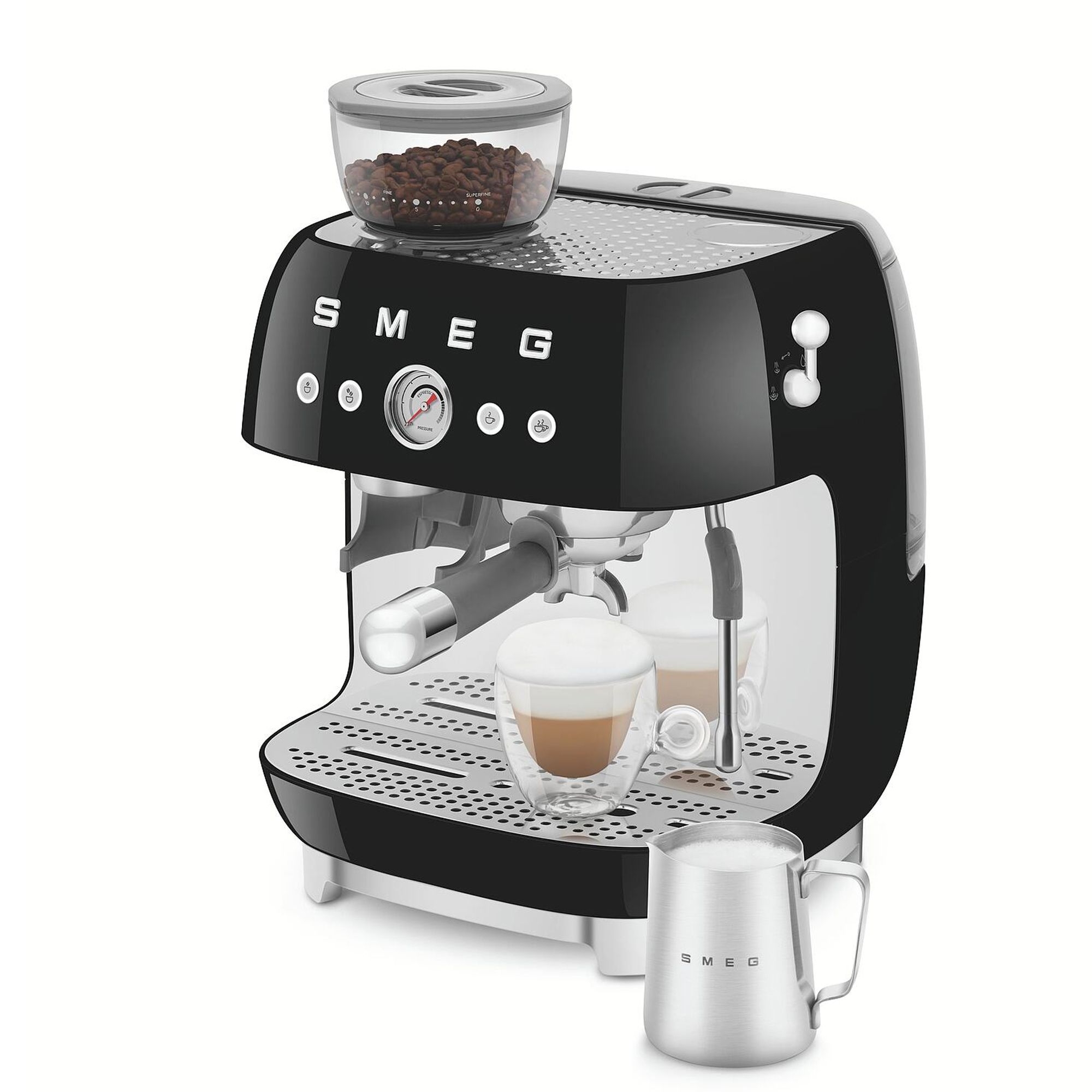SMEG Espressomaschine mit Mahlwerk 50's Style - schwarz SMEG Espressomaschine mit Mahlwerk 50's Style - schwarz