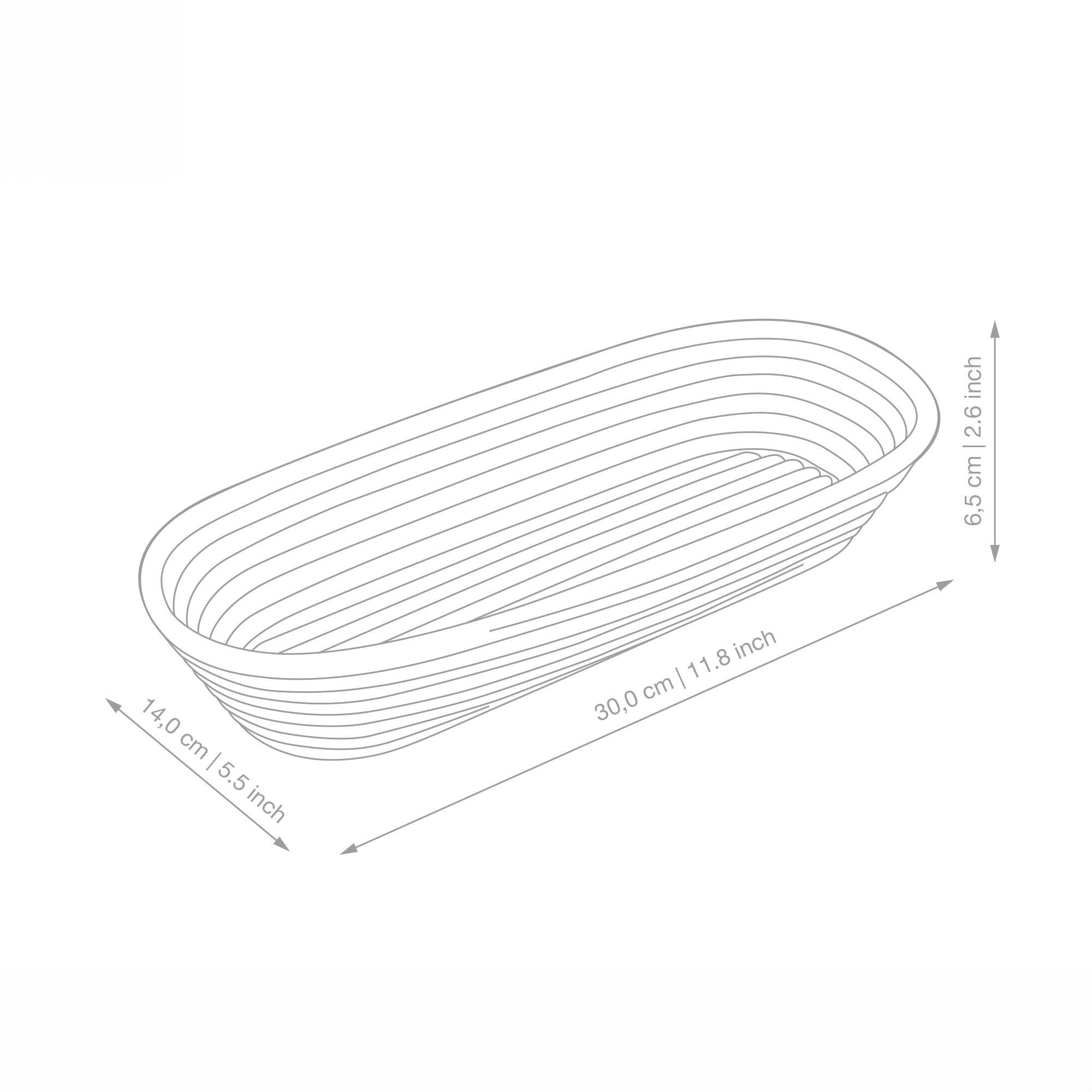 Proofing Basket elongated - PADEIRO - 30 cm | Culinaris
