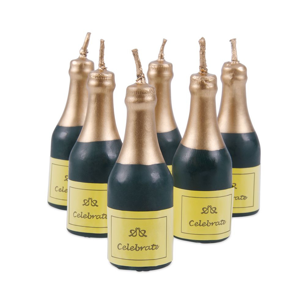Städter - Candles Champagne bottle - 5,5 cm - green - Set of 6