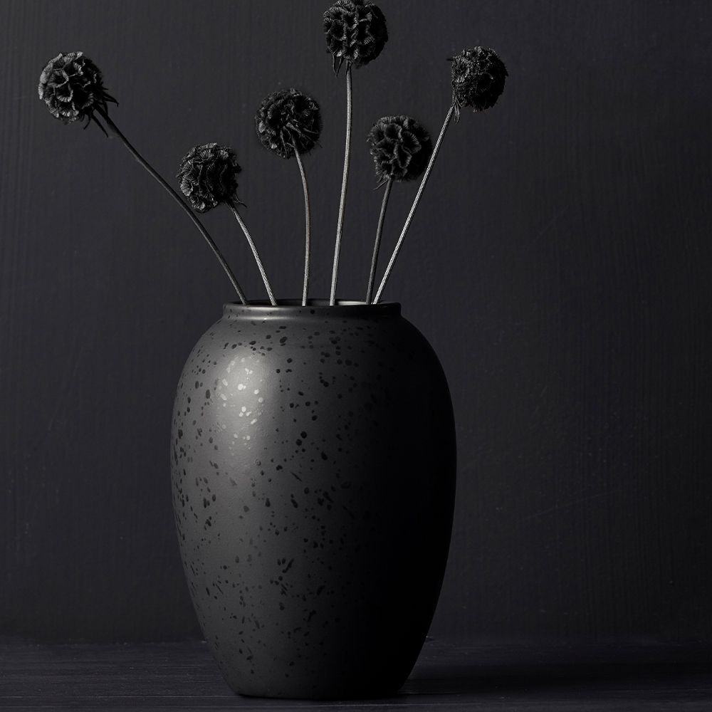 Bitz - Stoneware Vase - 20 cm - black