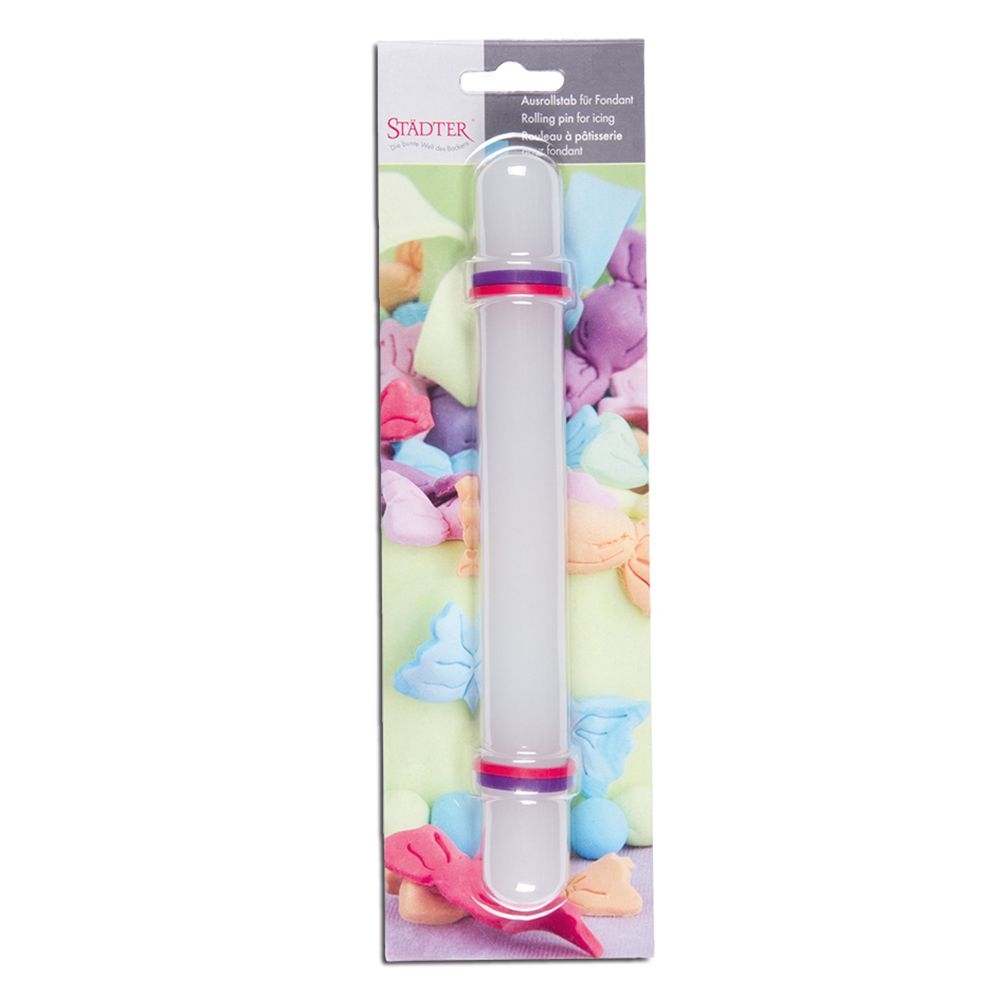 Städter - Ausrollstab Weiß mit Distanzringen - ø 2,5 x 22,5 cm Städter - Ausrollstab Weiß mit Distanzringen - ø 2,5 x 22,5 cm