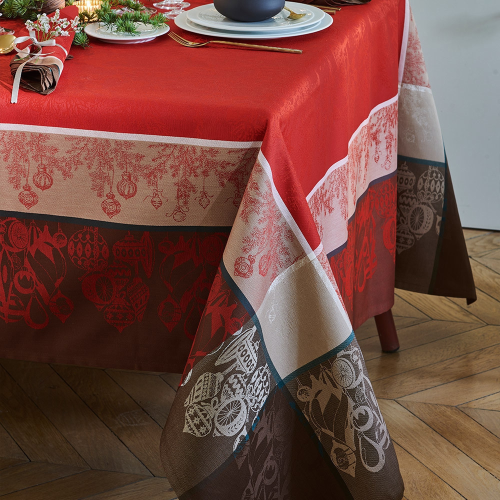 Garnier-Thiebaut Tablecloth - Couronne De Noel Rouge - GS - different sizes