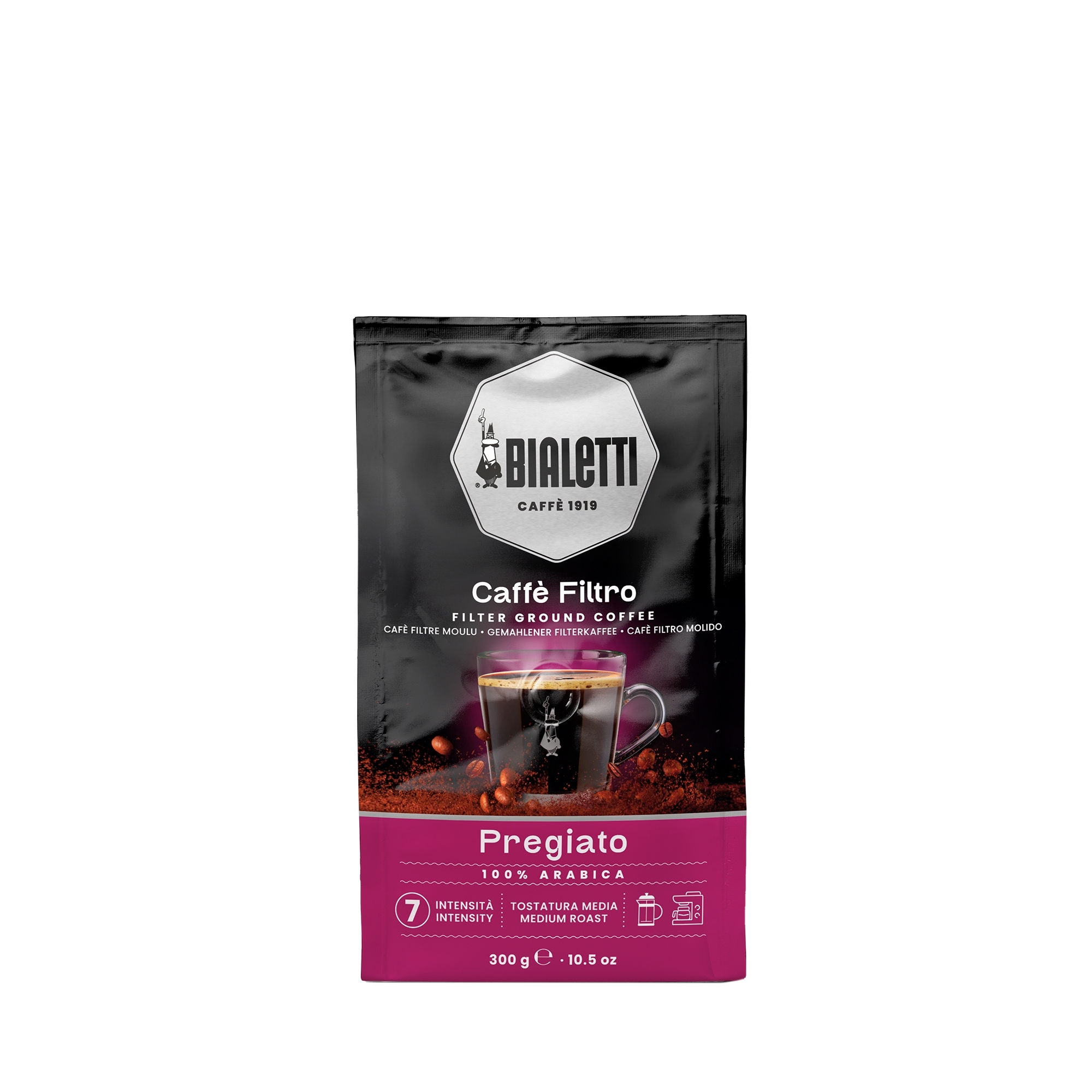 Bialetti - Caffè Filtro Pregiato, Kaffee gemahlen für French Press, 300g