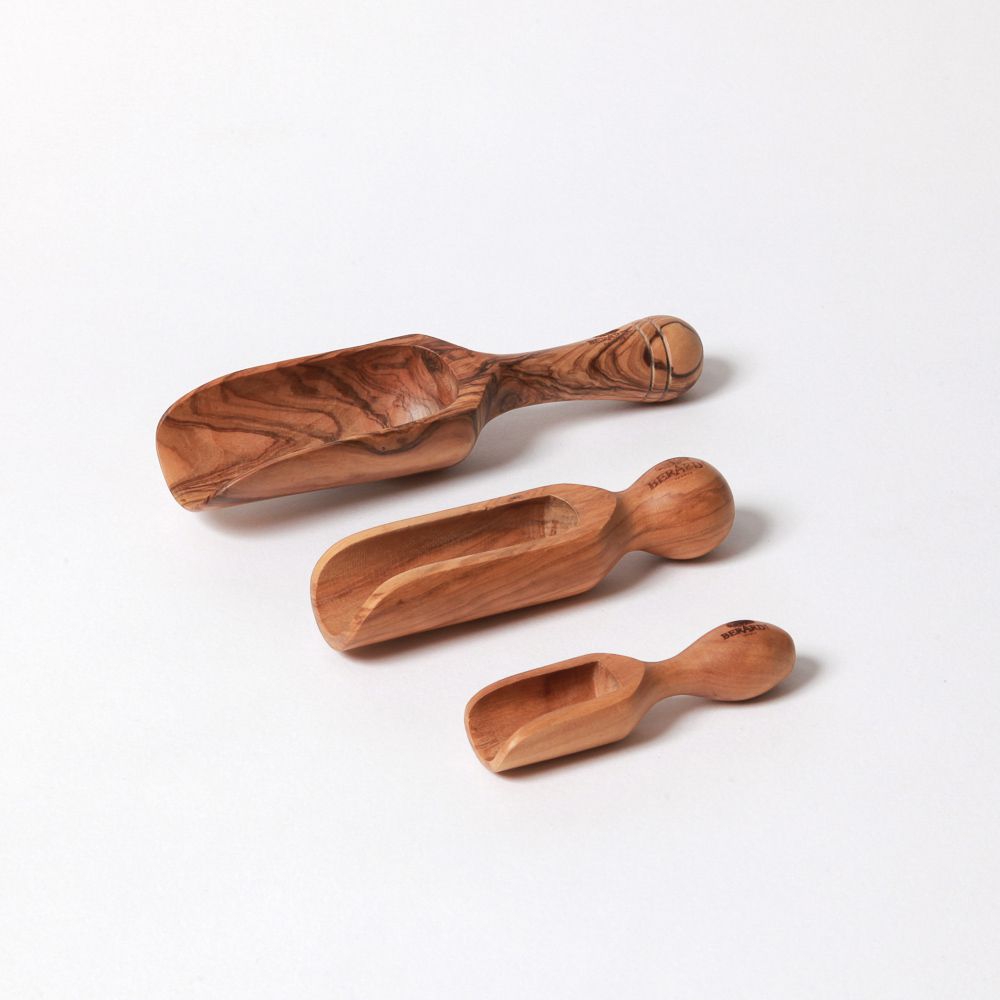Berard salt scoop medium, olive wood, 15cm