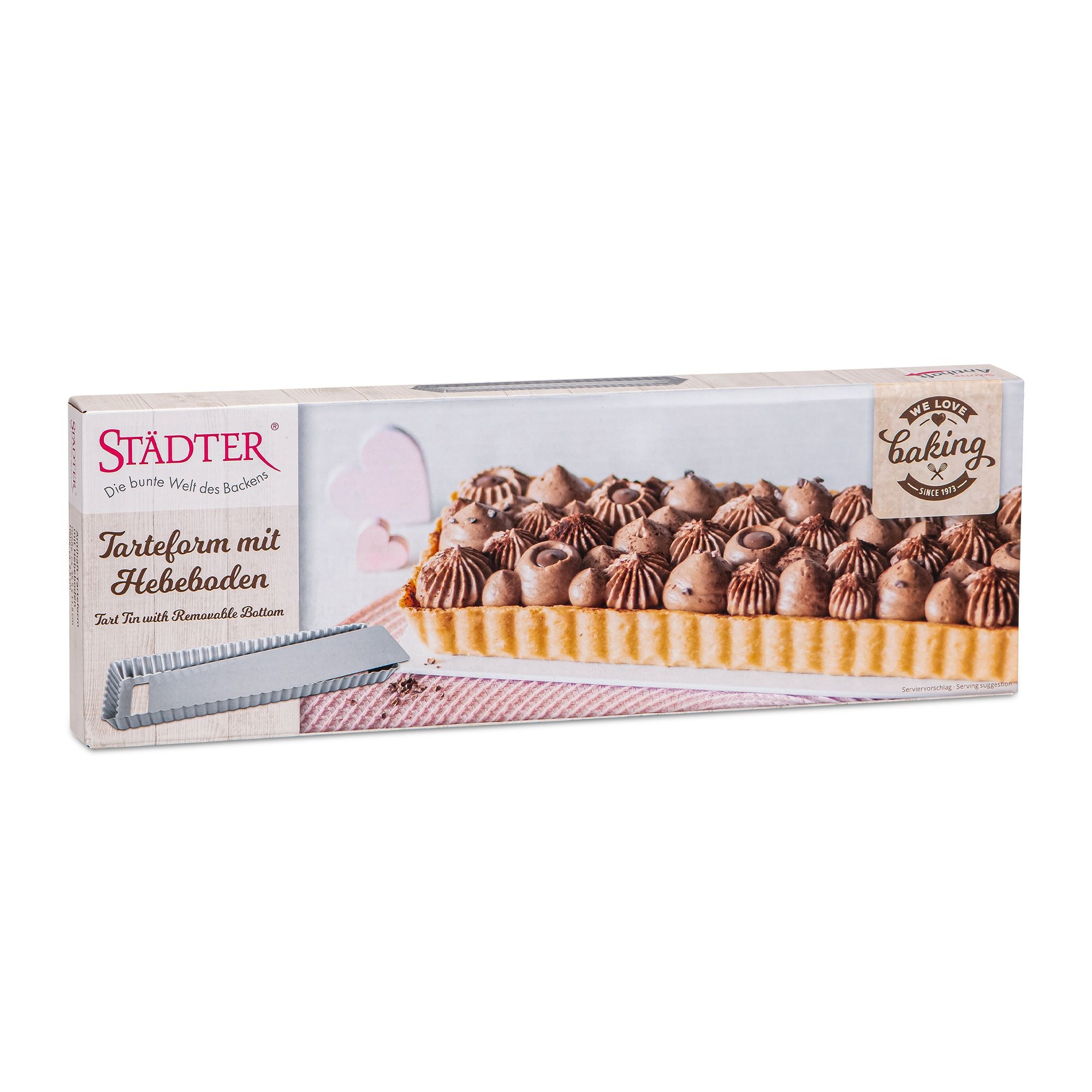 Städter - We-Love-Baking - Tarteform mit Hebeboden - 35,5 x 11,5 cm / H 2,5 cm / 980 ml