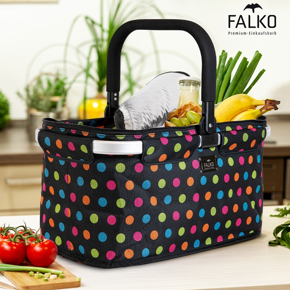 Genius - Falko Thermo Shopping Basket - Black with Dots Genius - Falko Thermo Shopping Basket - Black with Dots