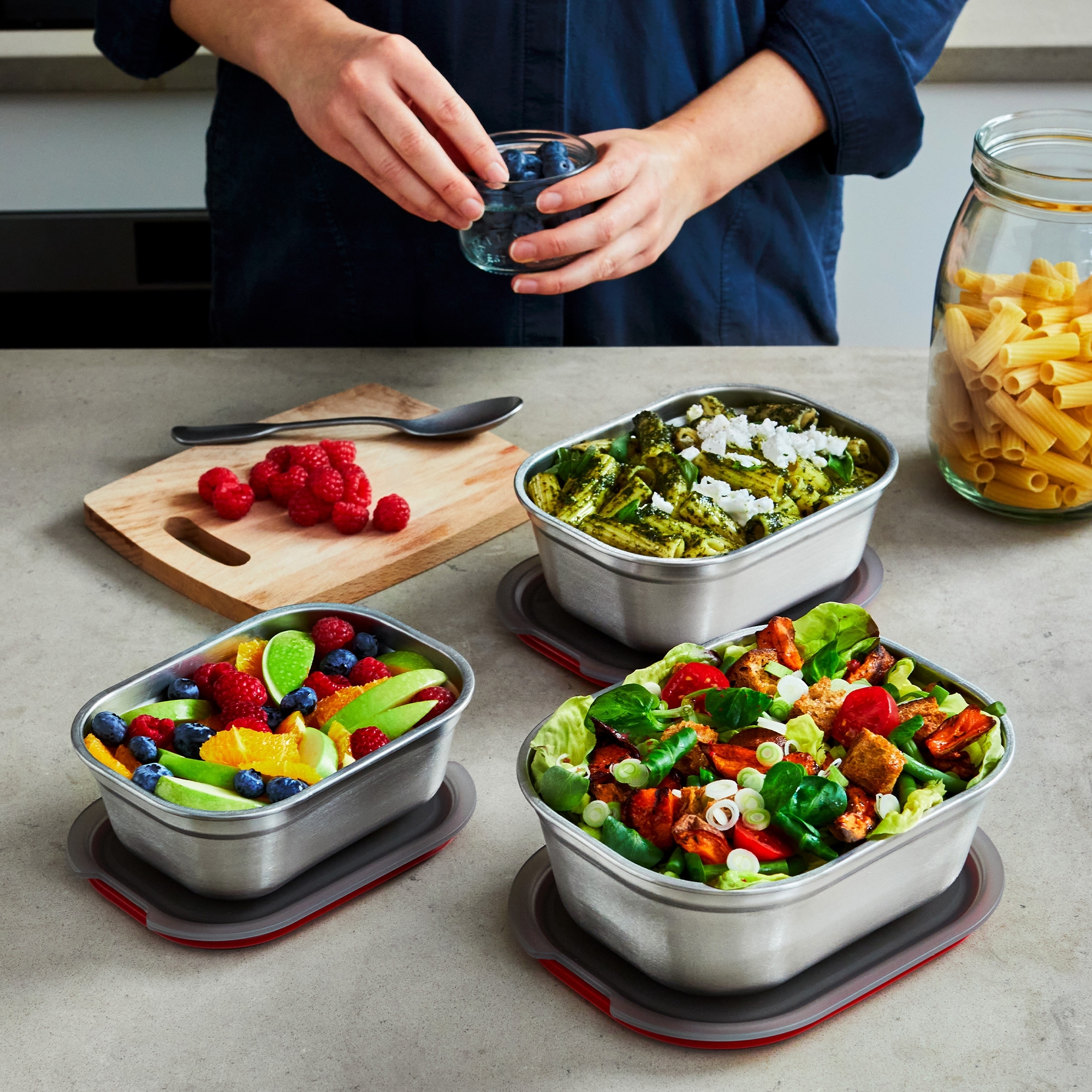 black+blum - Multifunctional Box Mixed Set of 3 Medium - grey/red