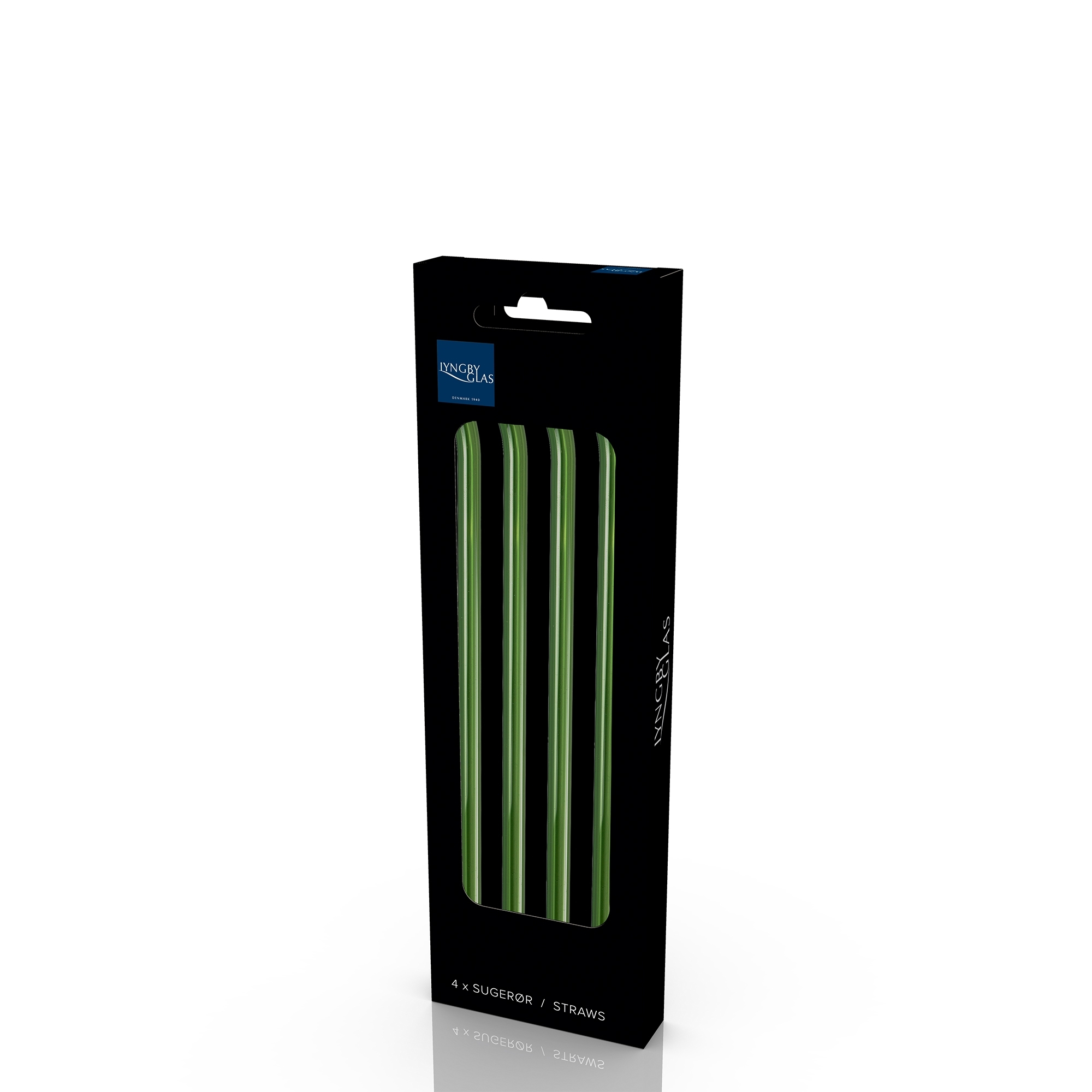 Lyngby glass straw with bend - 4 pcs. - Green