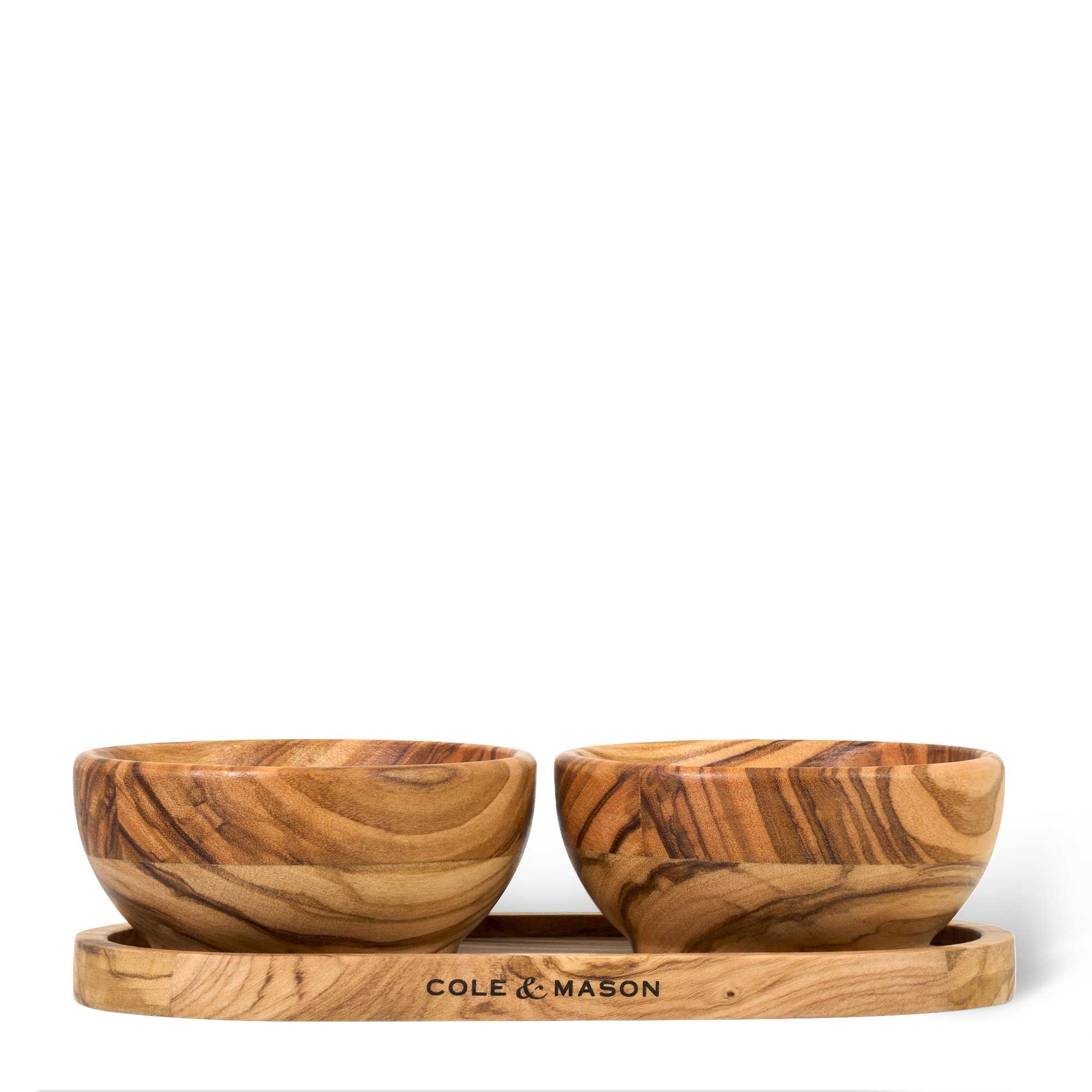 COLE & MASON - Portobello Gewürzschalen mit Untersetzer | Olivenholz