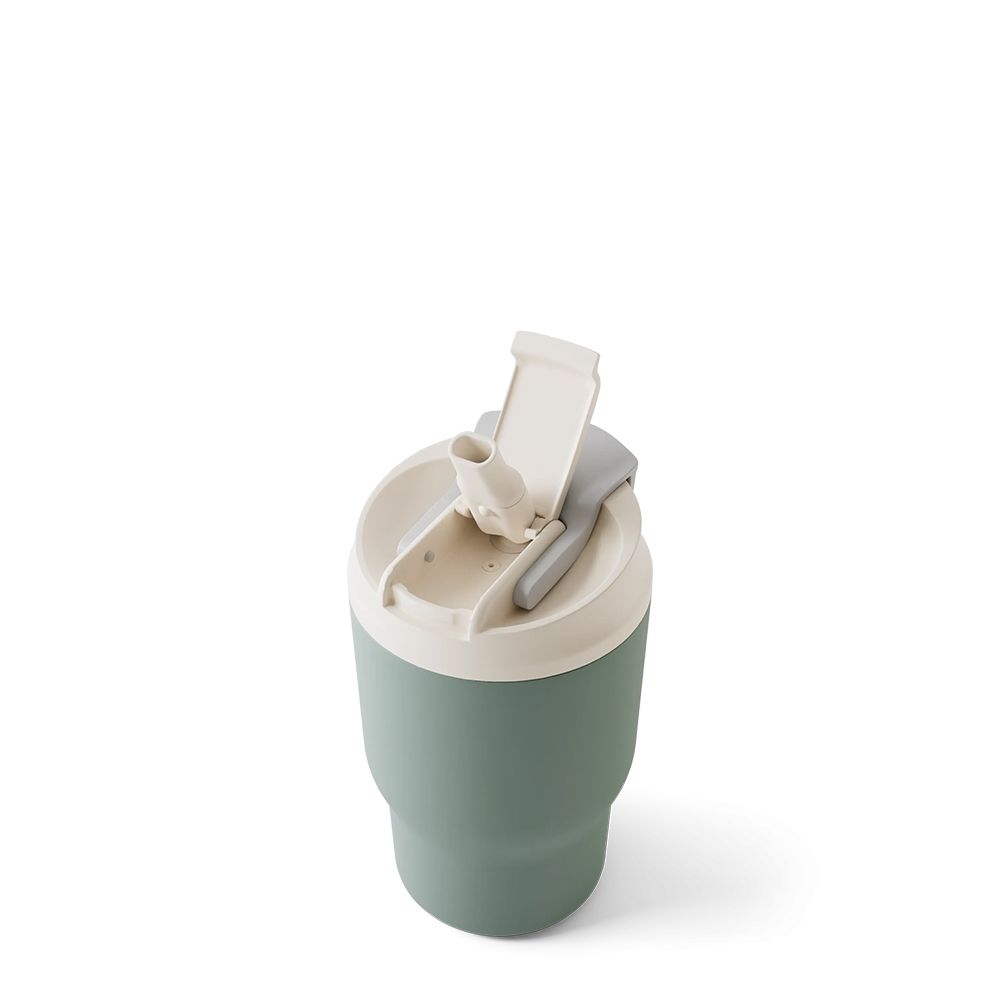 monbento - MB Travel mug S Isolierbecher mit Strohhalm, natural green
