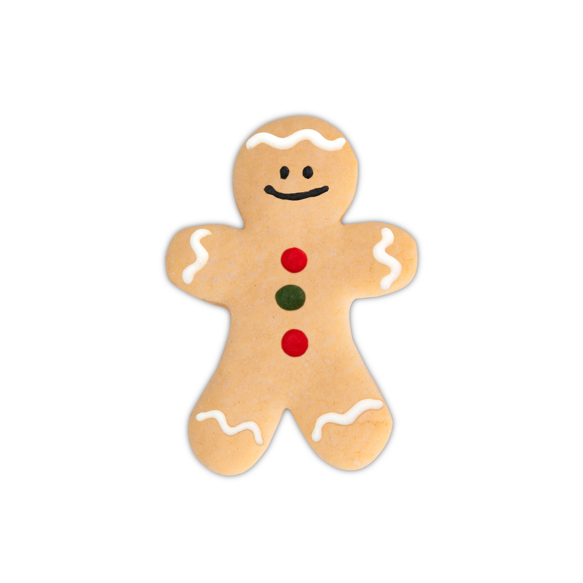 Gingerbread man biscuit with coloured icing