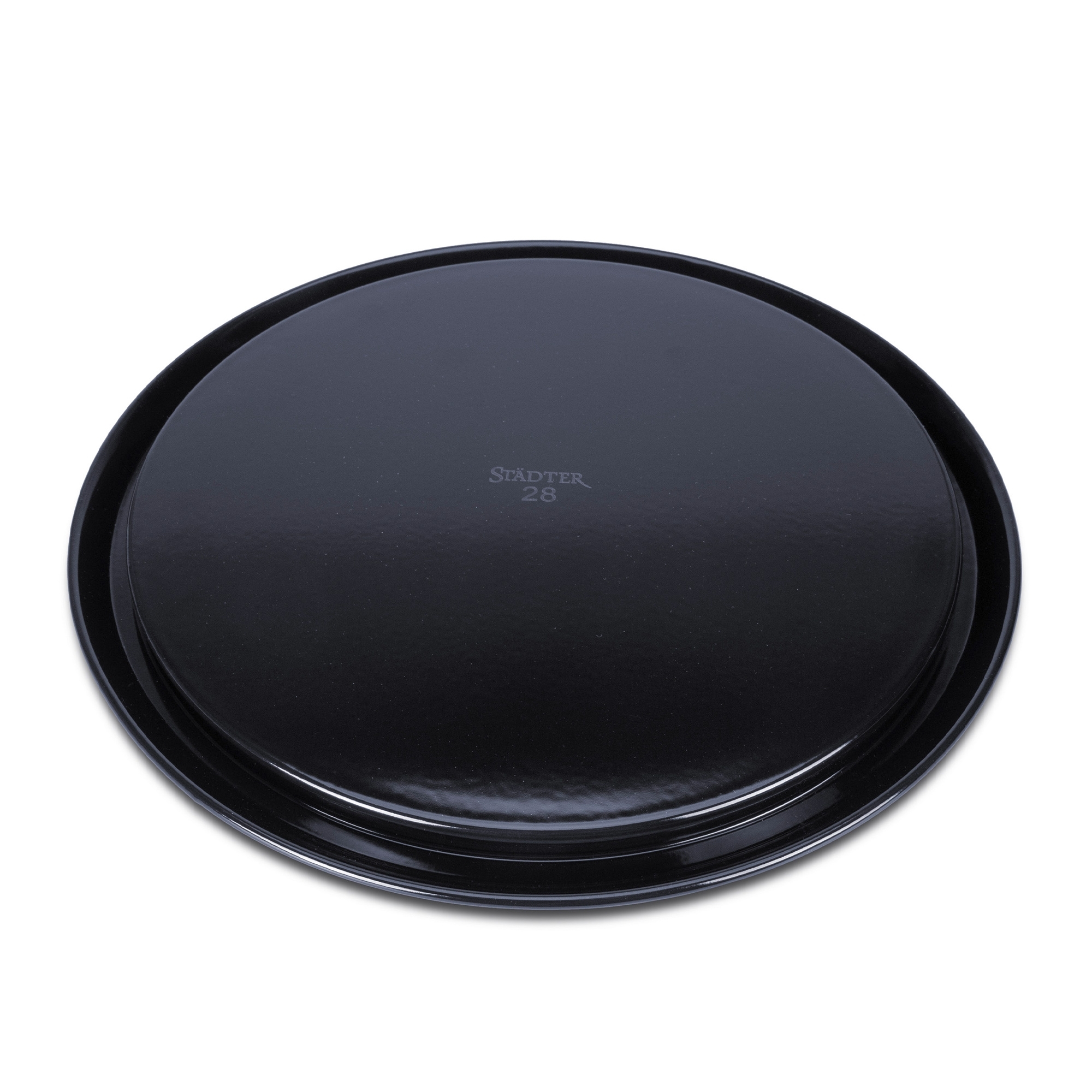 Schwarzes Städter Backblech, rund, 28 cm