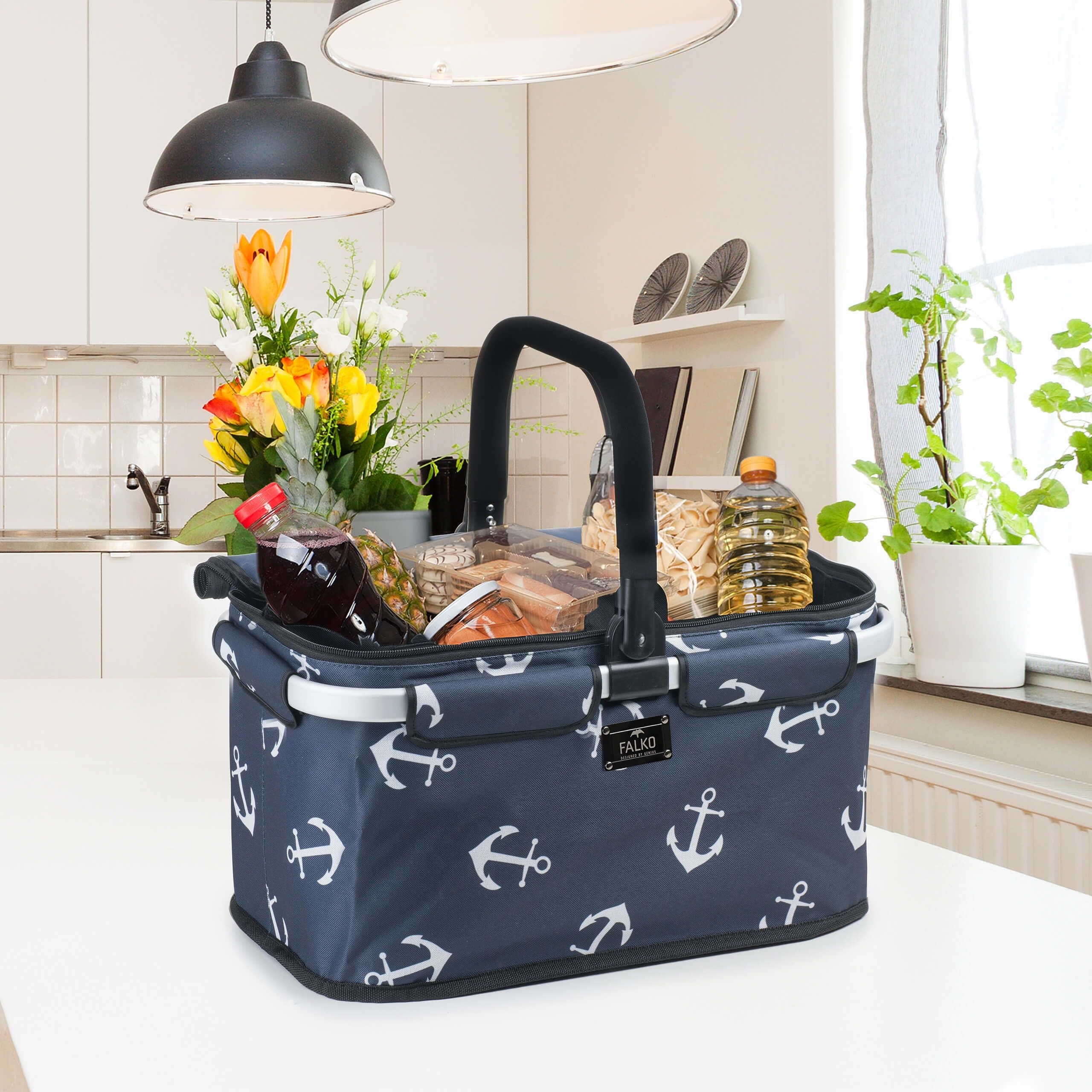 Genius - Shopping Basket Falko - Darkblue with Anchors Genius - Shopping Basket Falko - Darkblue with Anchors